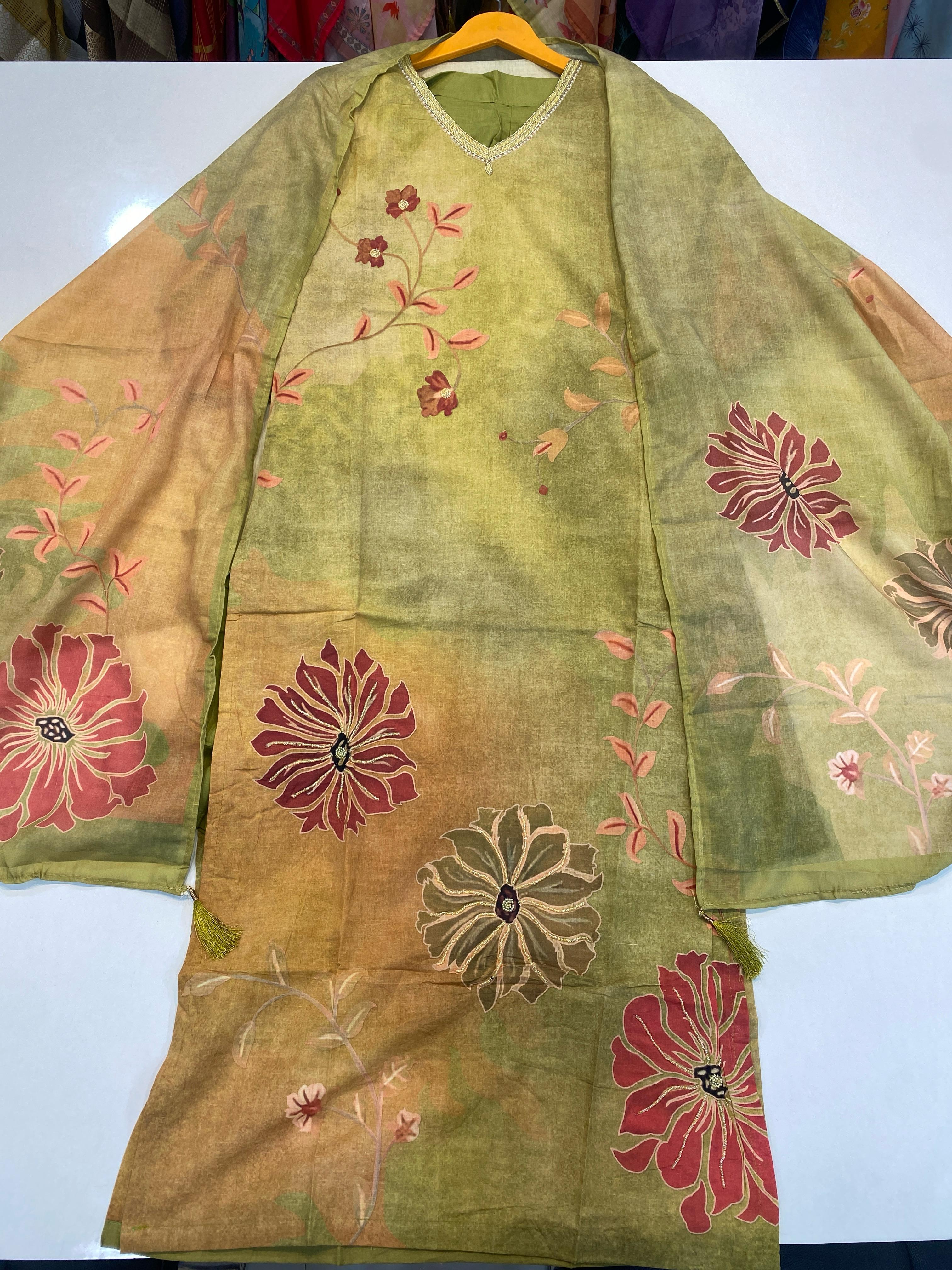 Pure Cambric Cotton Print Readymade Suit with 