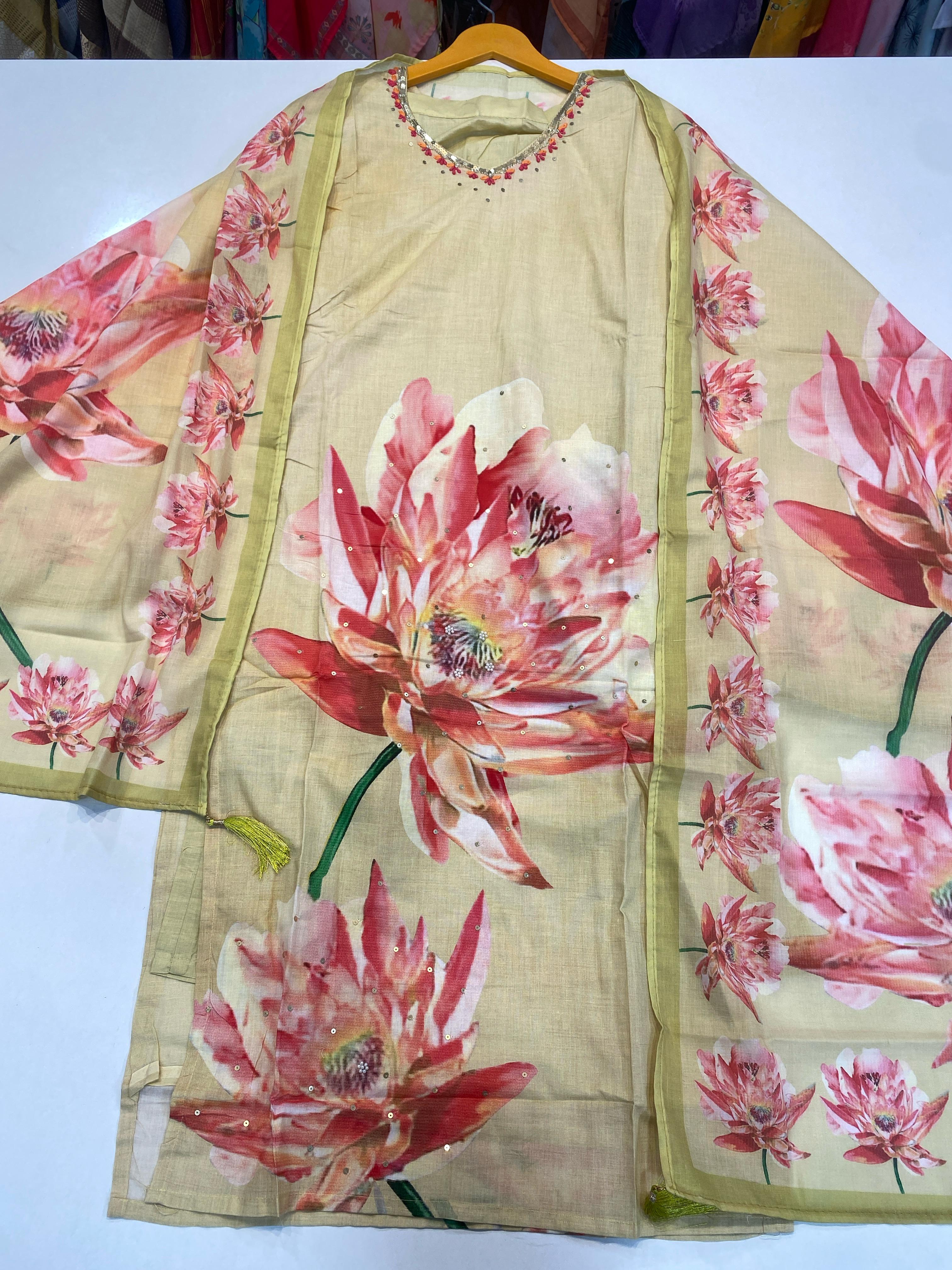 Pure Cambric Cotton Print Readymade Suit with