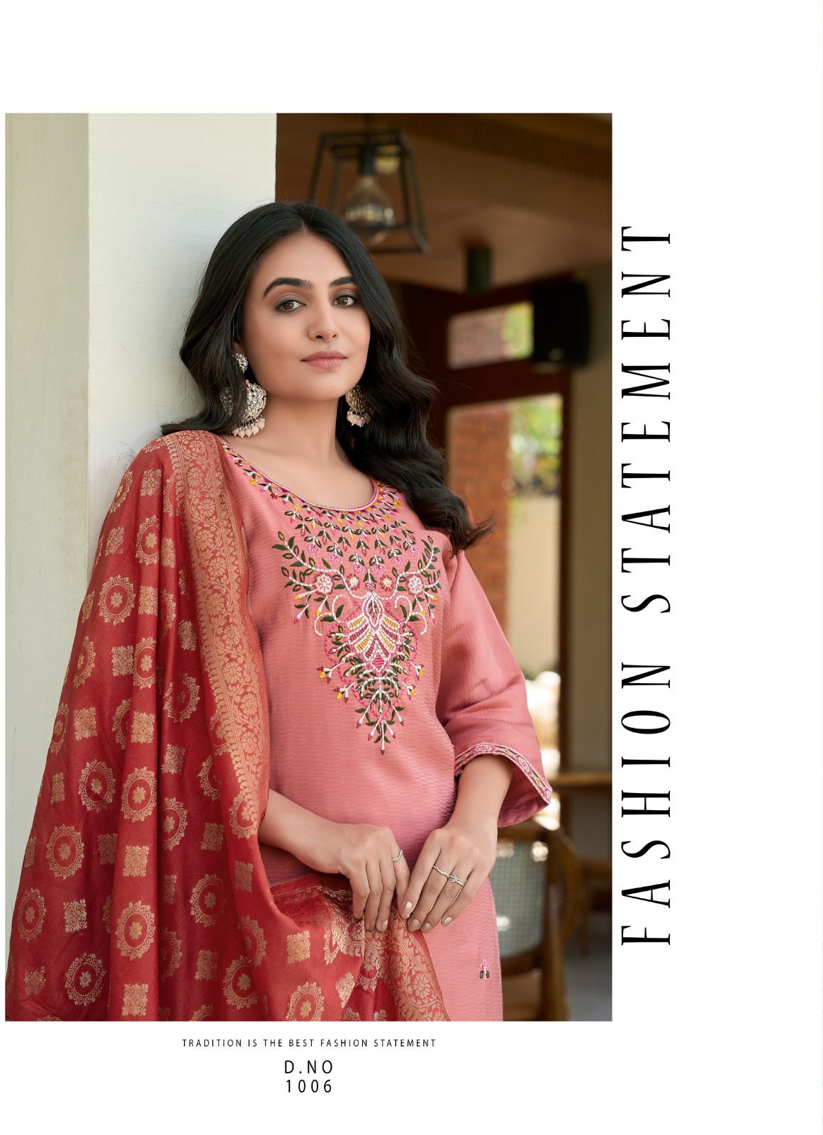 Pure Viscose Stripes Readymade Suit with Heavy Embroidery and Muslin Silk Jacquard Dupatta