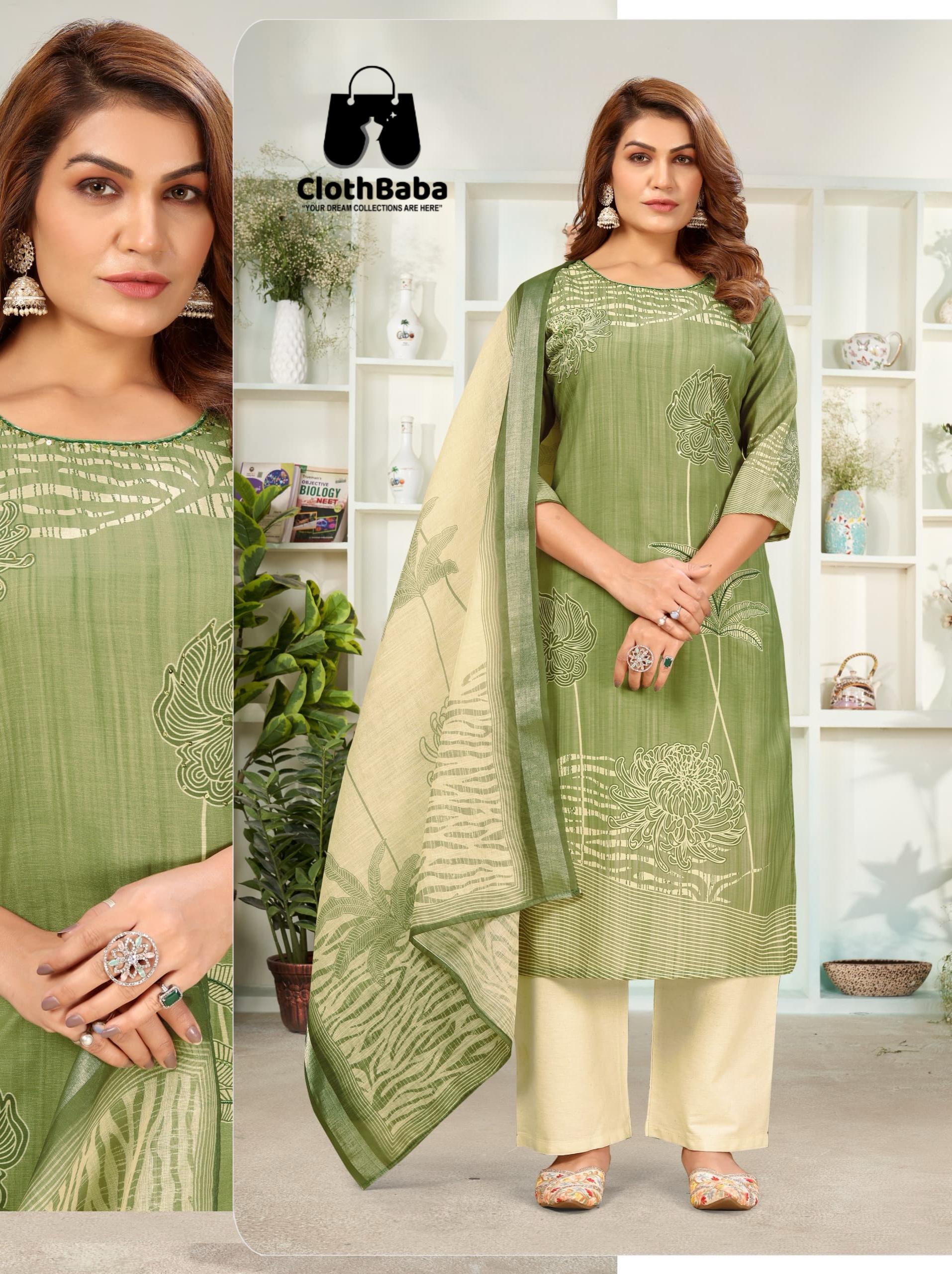 Clothbaba Pure Cotton Readymade Suit with Handwork