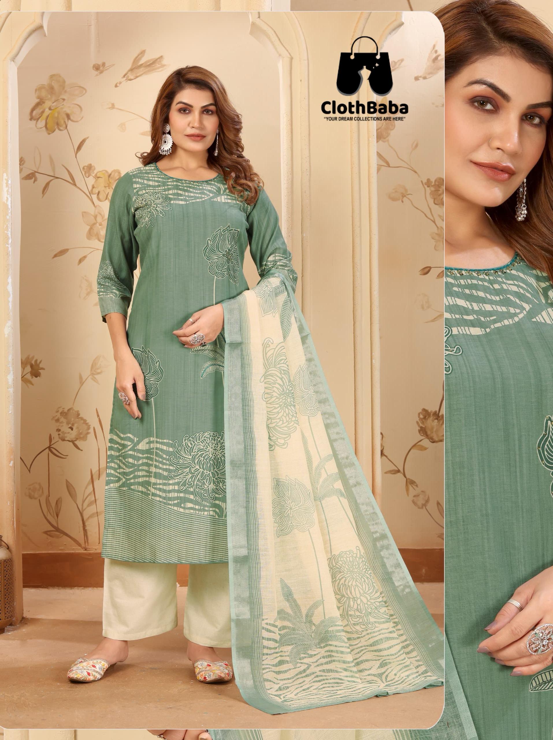 Clothbaba Pure Cotton Readymade Suit with Handwork 