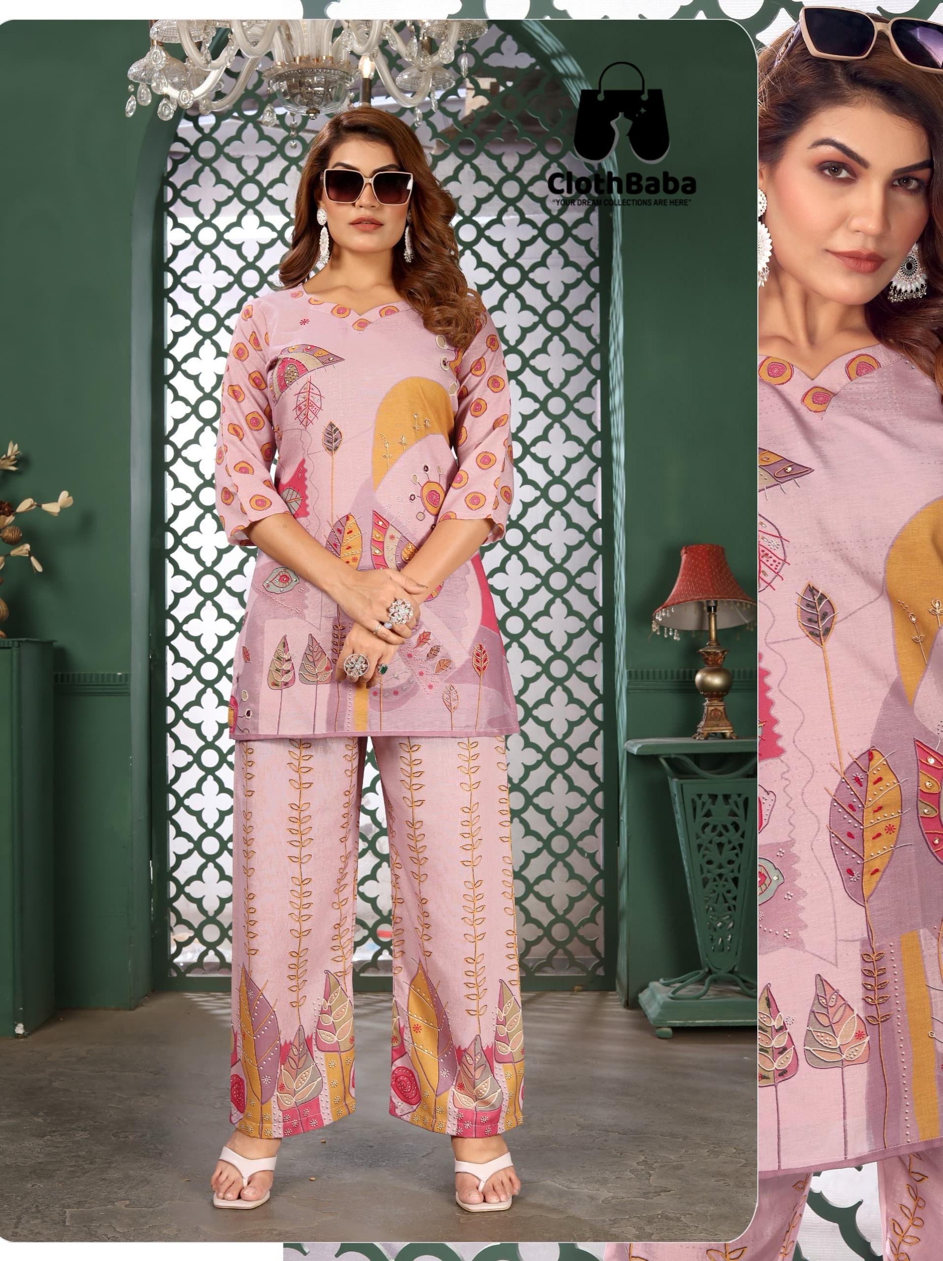 Cotton Printed Handwork Co-ord Set
