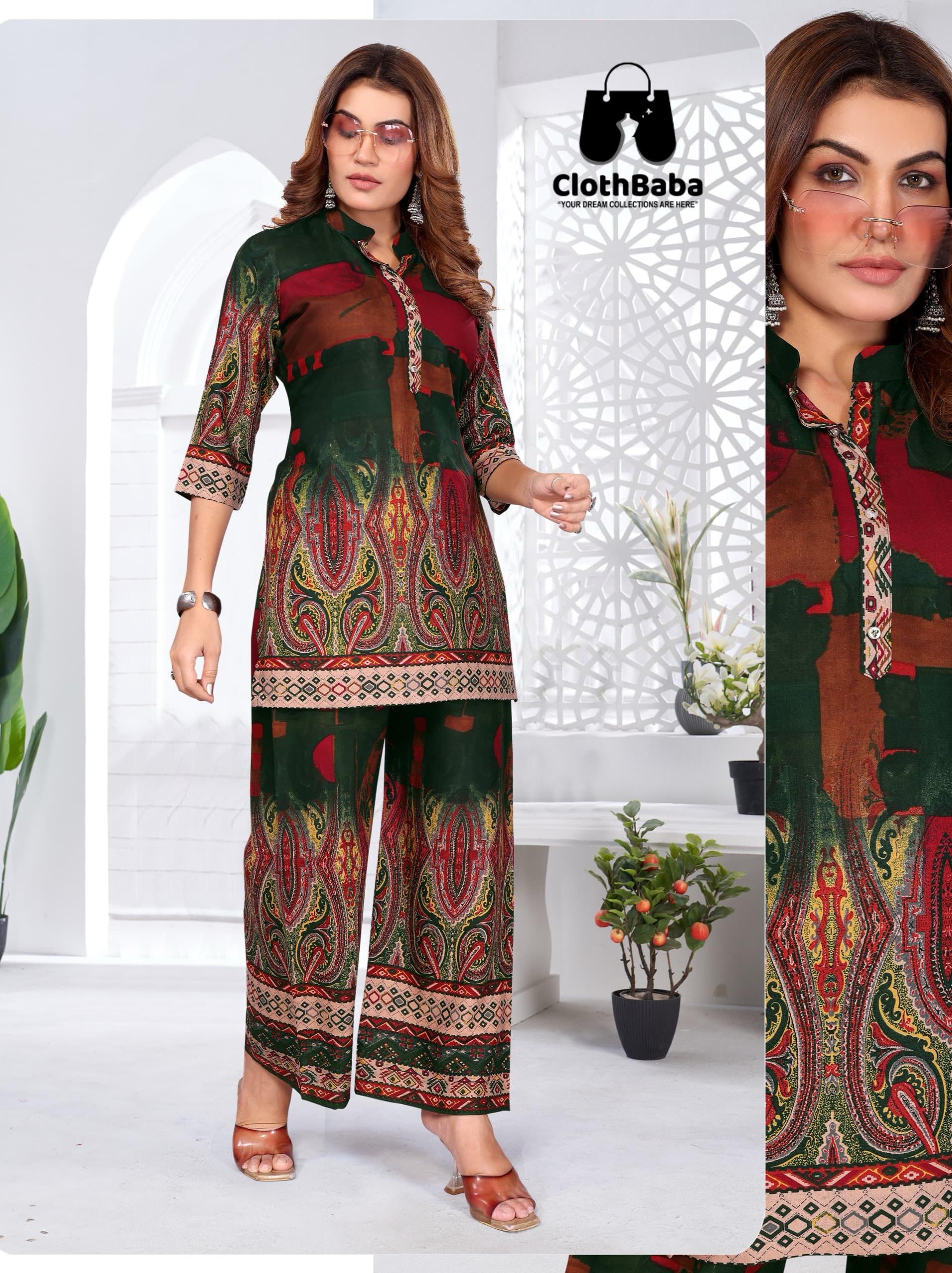 Elegant Cotton Print Co-Ord Set with Handwork 