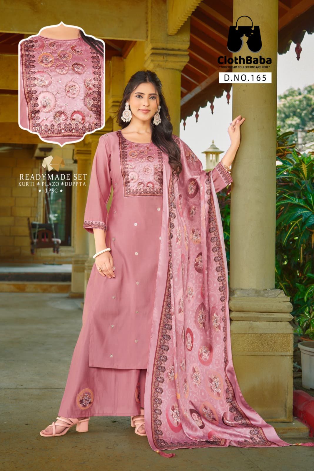 Vatican Viscose Readymade Suit with Handwork & Muslin Jequard Digital Dupatta