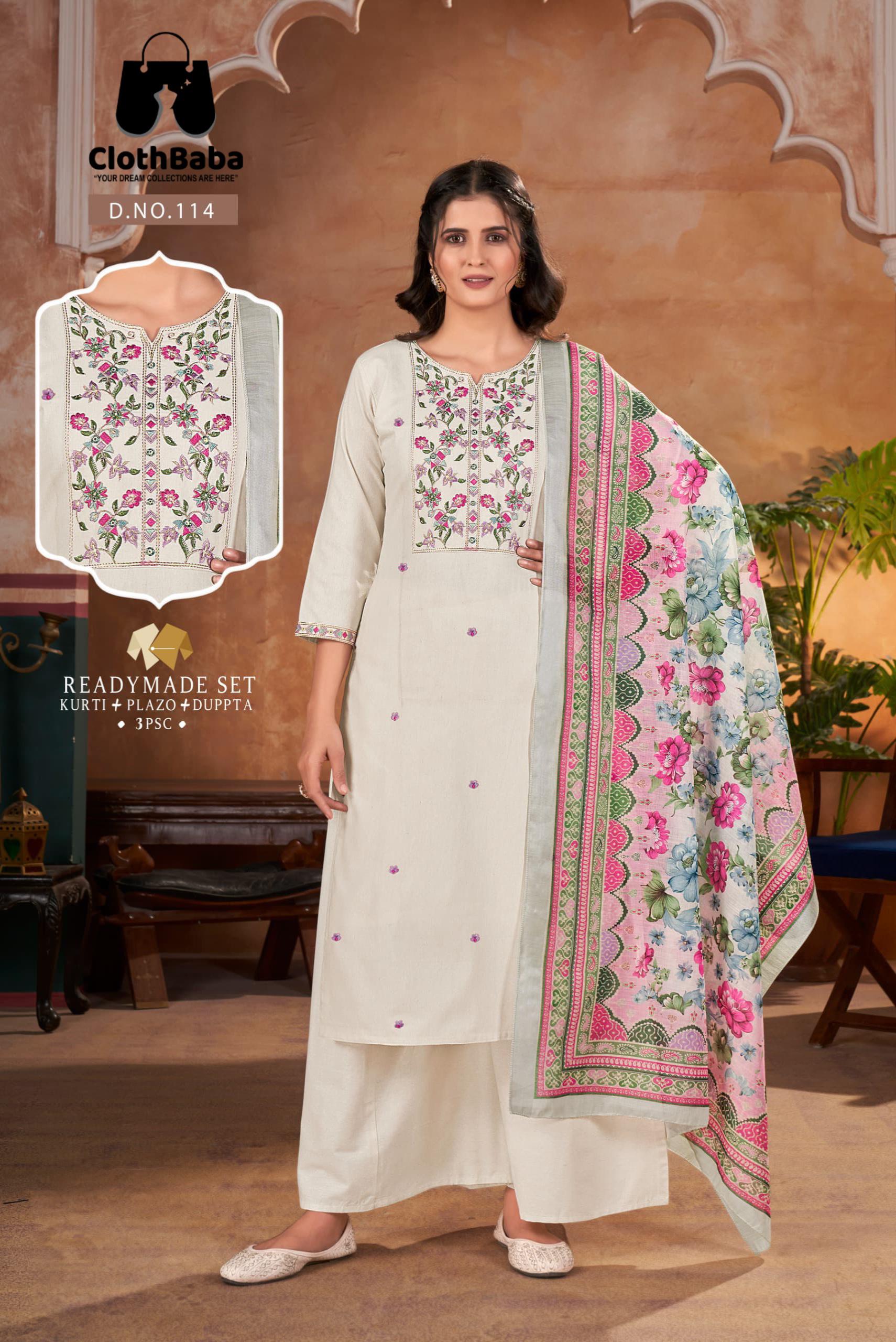 Cotton Flex Handwork Readymade Suit with Linen Digital Printed Dupatta