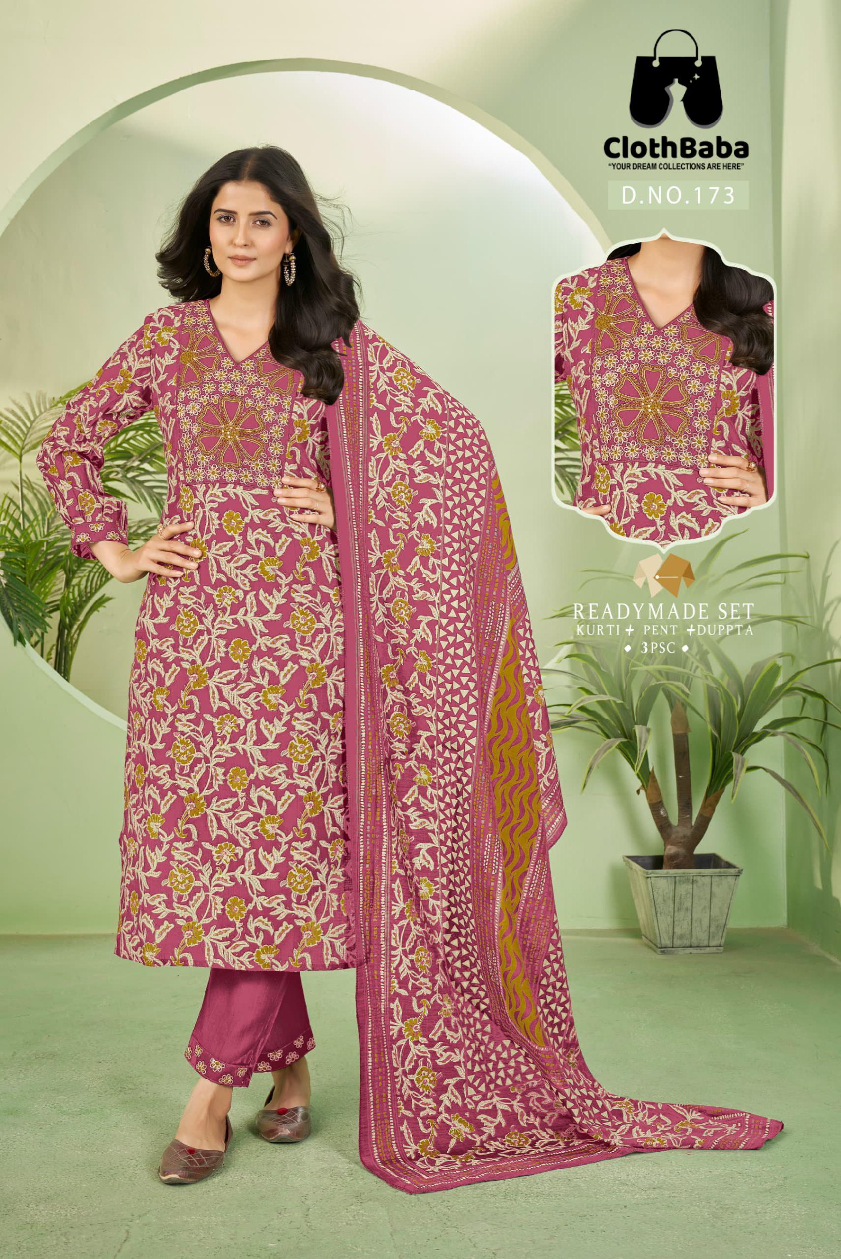 Viscose Vetican Printed Readymade Suit with Embroidery Work