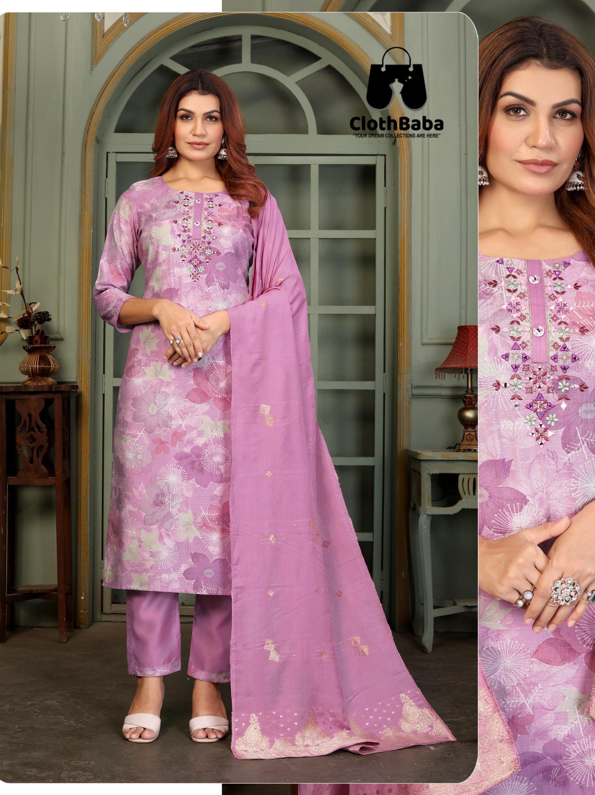 Elegant Viscose Vertican Readymade Suit with Handwork