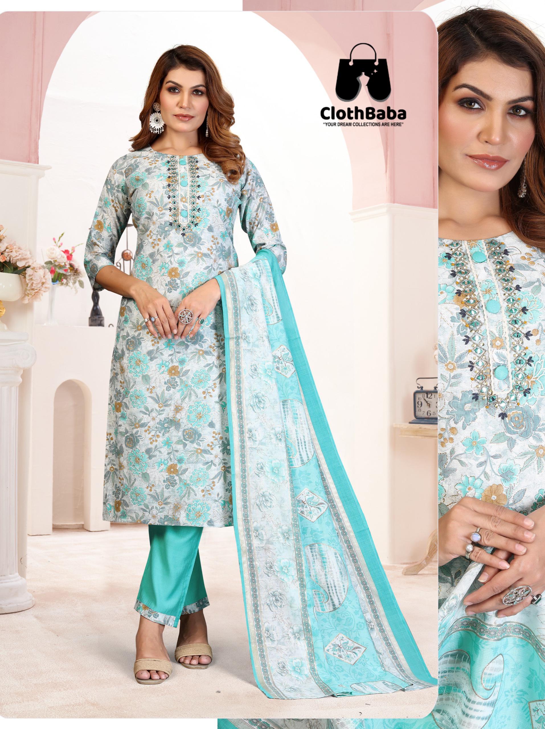 Premium Viscose Vertican Suit with Handwork