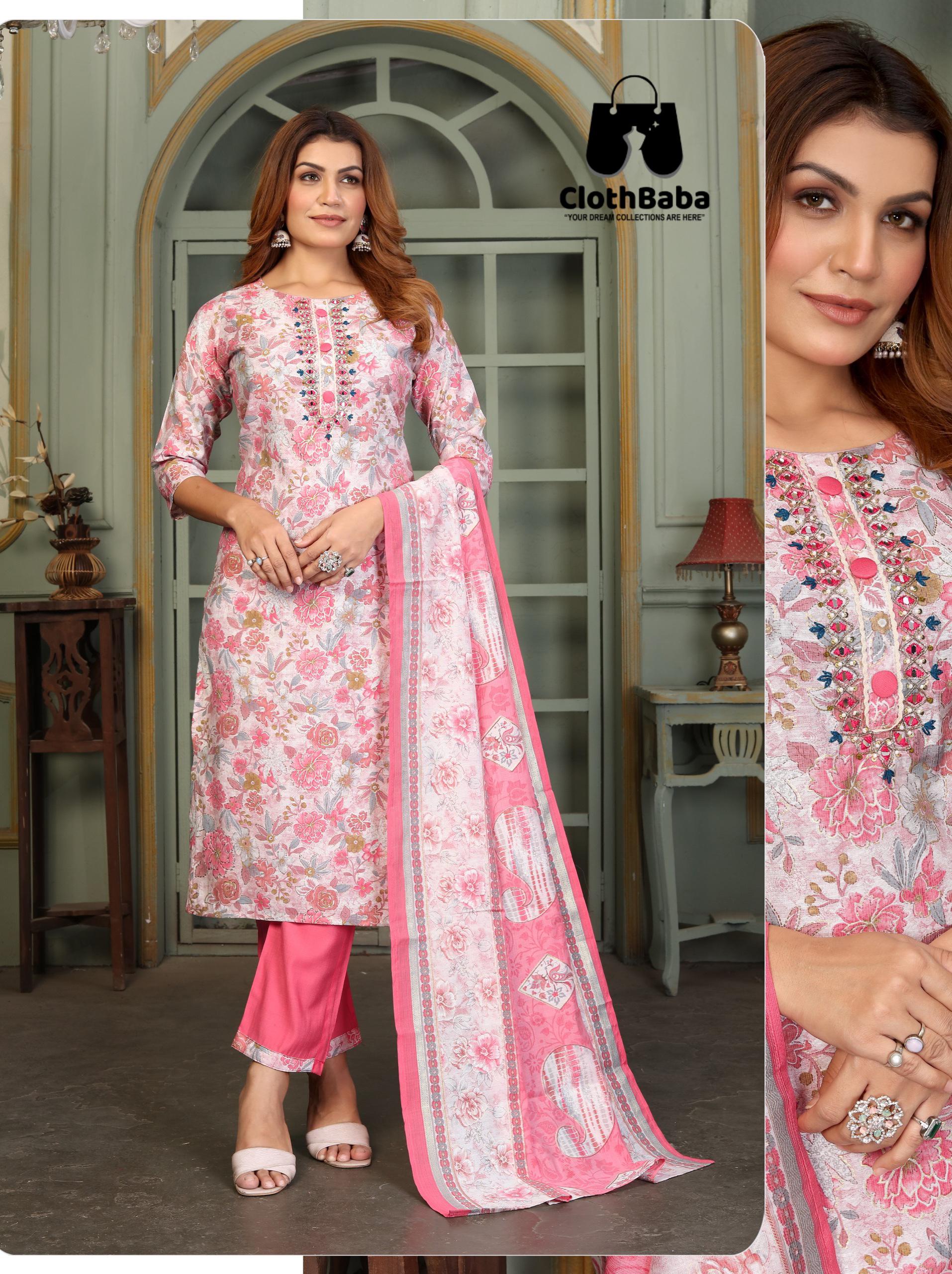 Premium Viscose Vertican Suit with Handwork