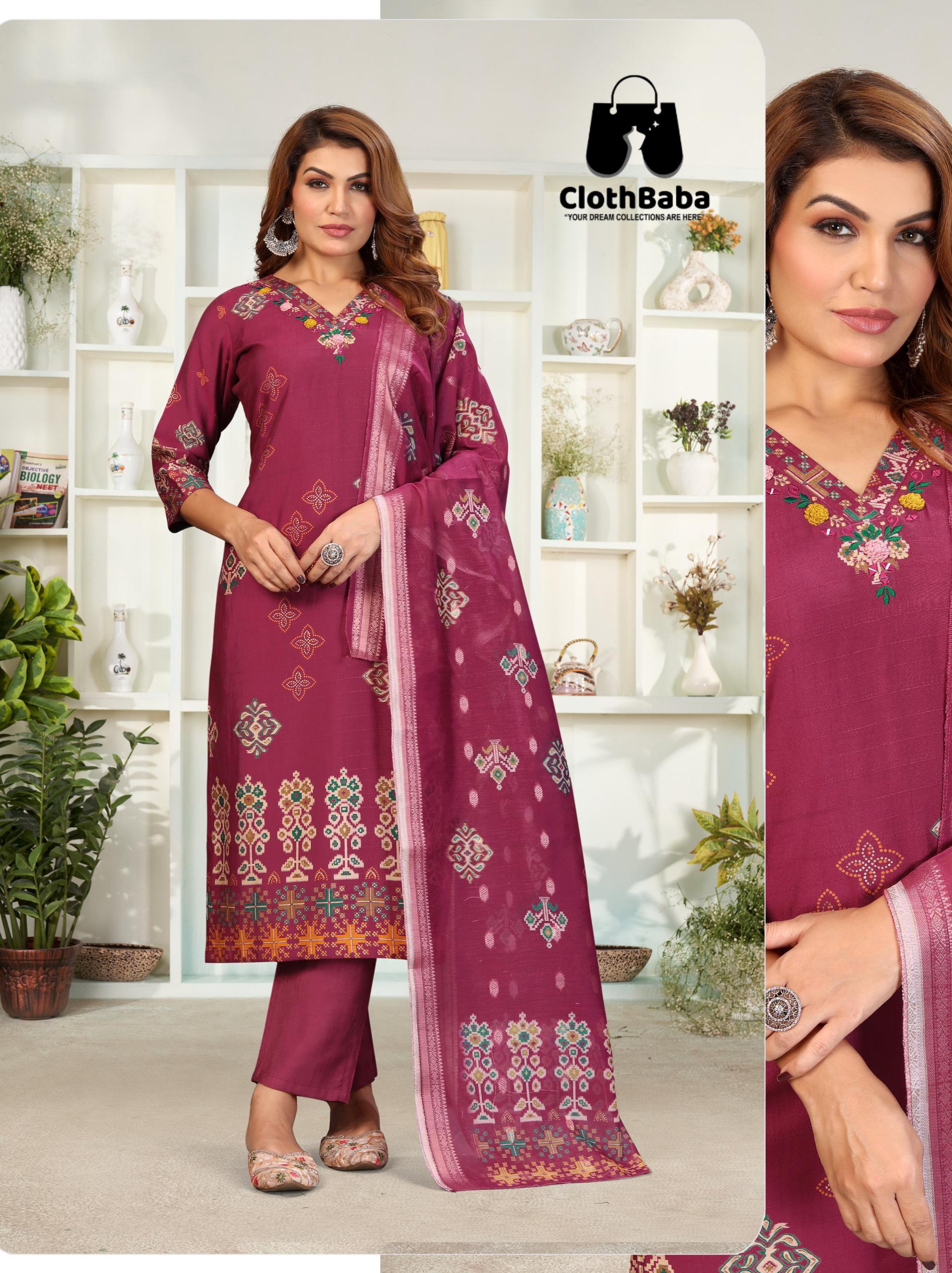 Wholesale Designer Readymade Suit – Handwork on Viscose Vertican