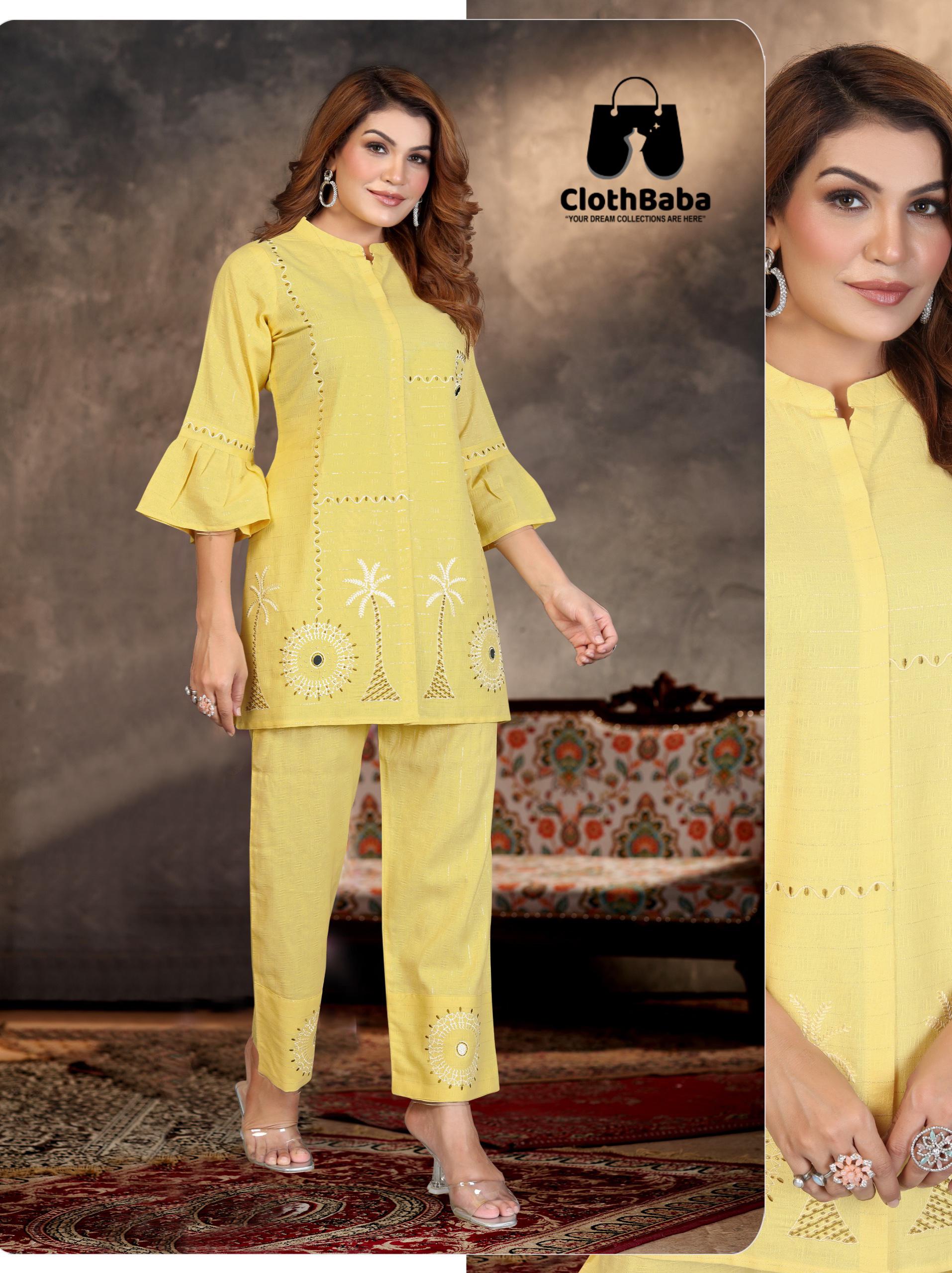 Linen Cotton Co-ord Set with Hand Embroidery 