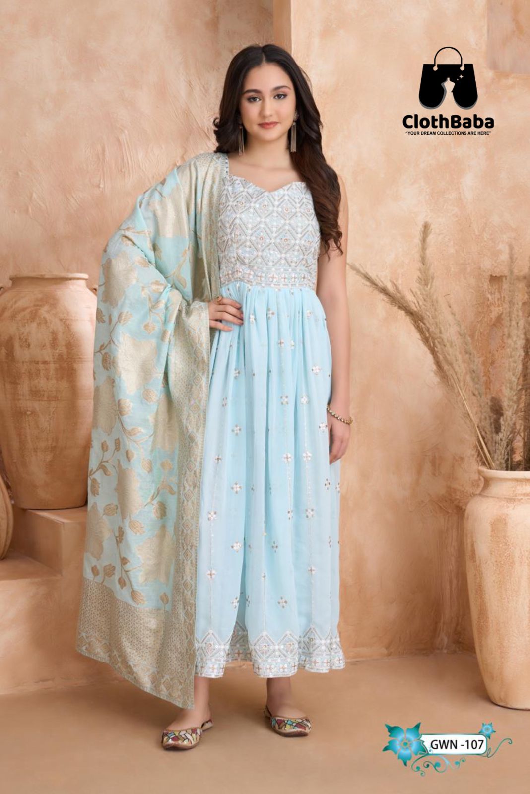 Premium Party Wear Gown with Handwork