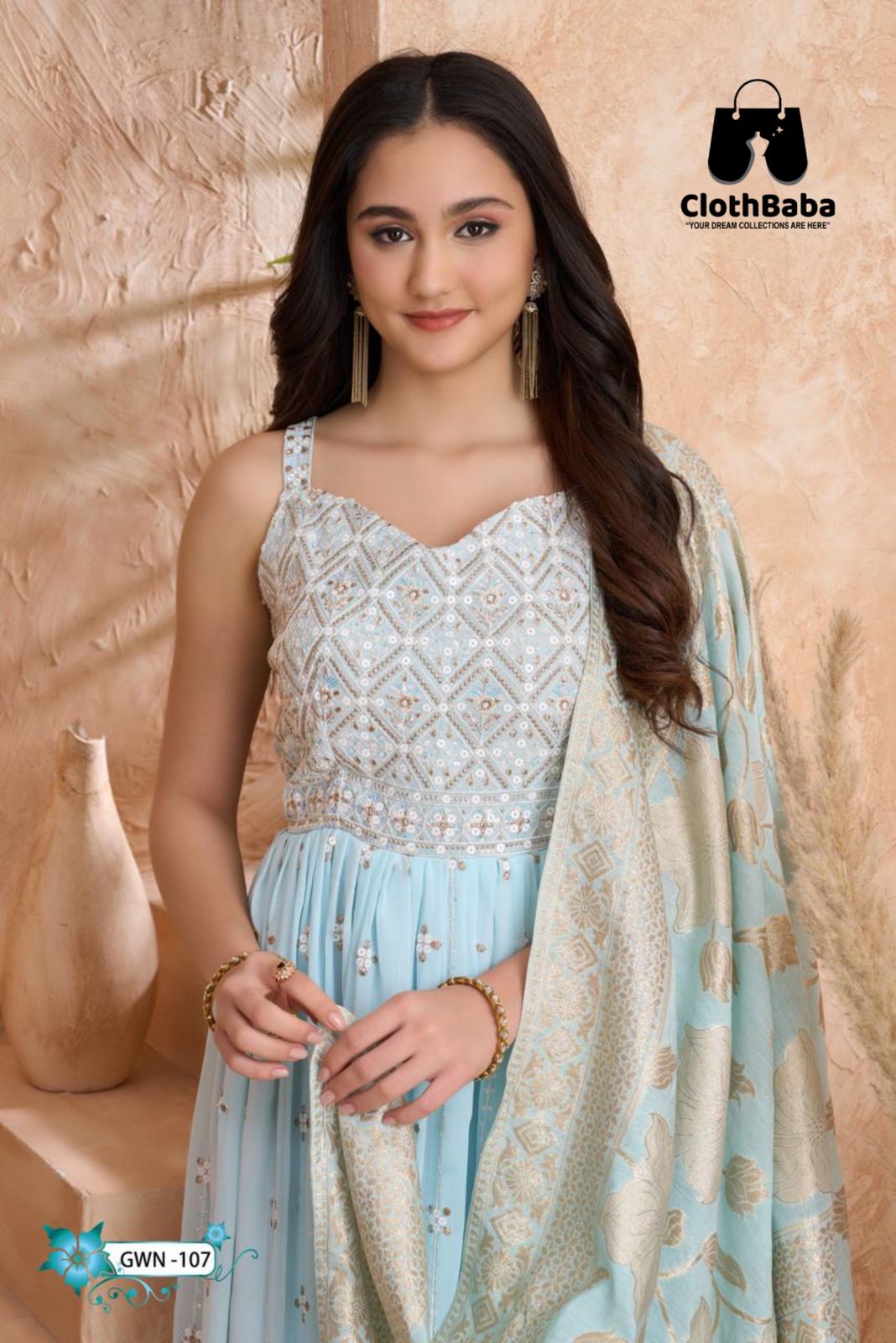 Premium Party Wear Gown with Handwork