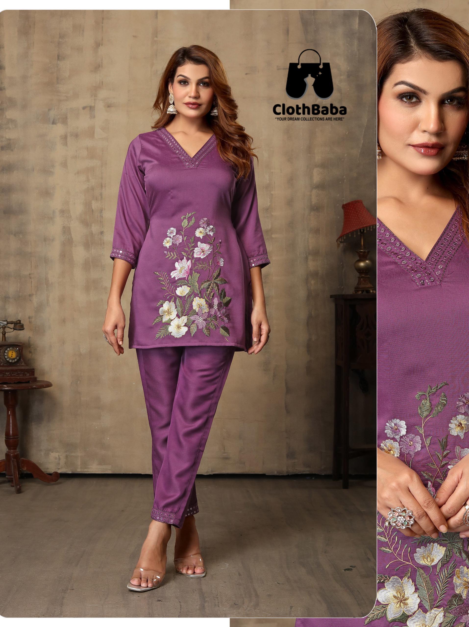 Premium Vertical Fabric Embroidered Co-Ord Set