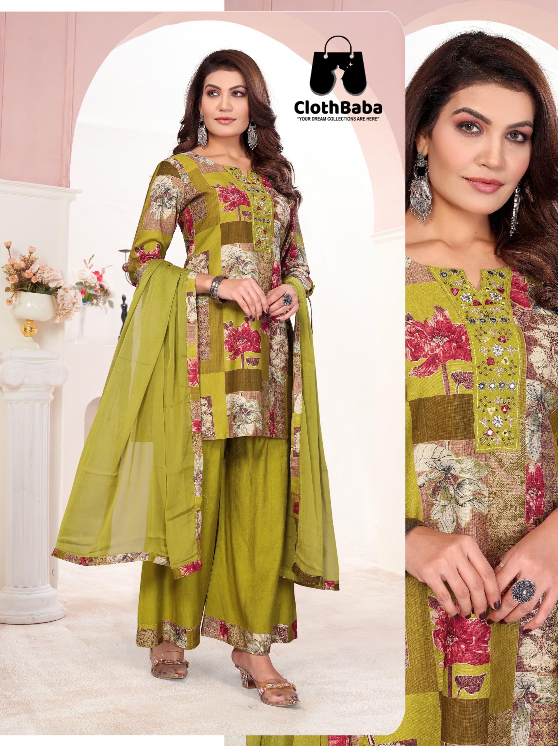 Stylish Vertican Suit with Plazo & Dupatta 