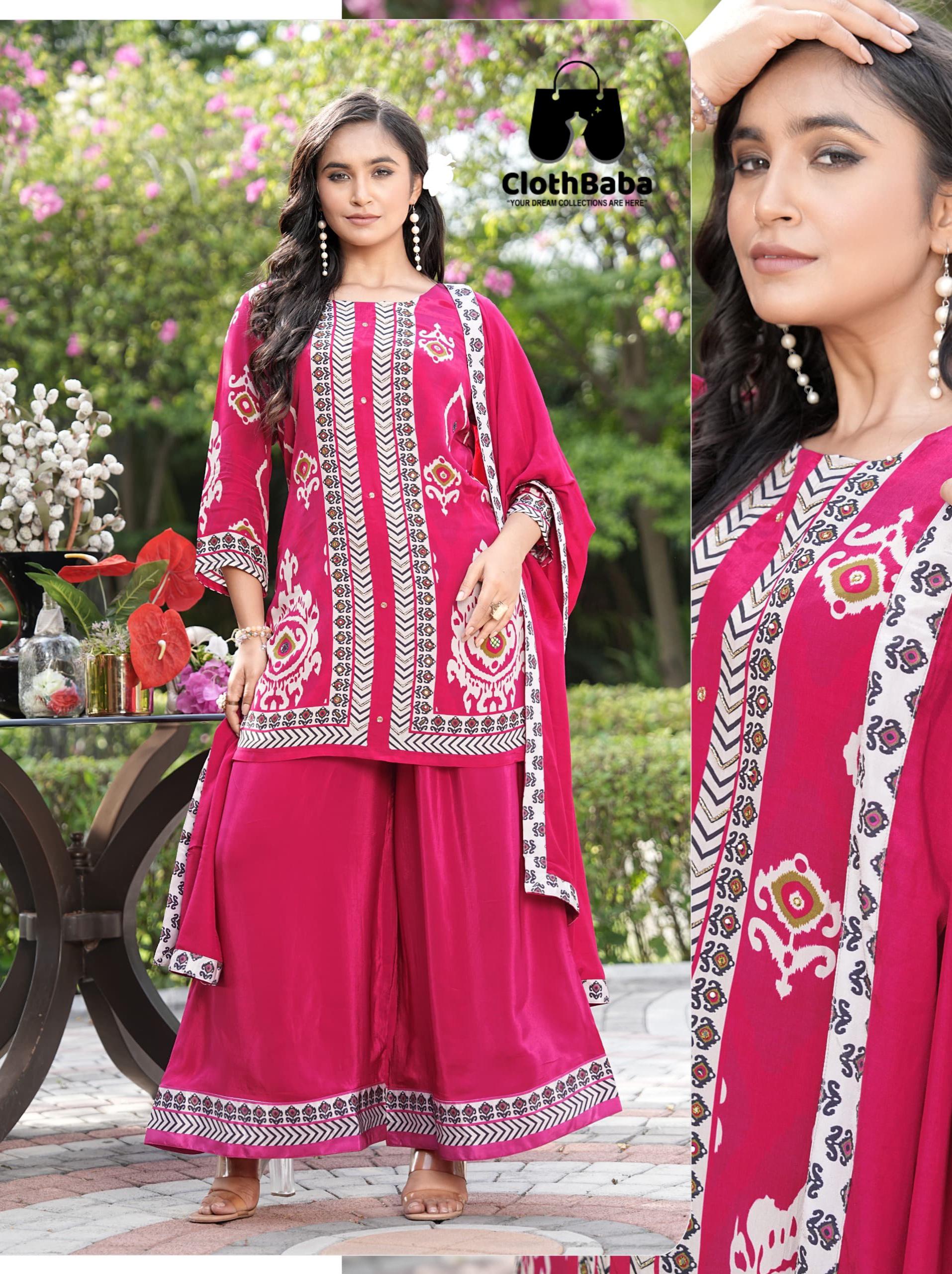 Pure Natural Crepe 3-Piece Readymade Suit