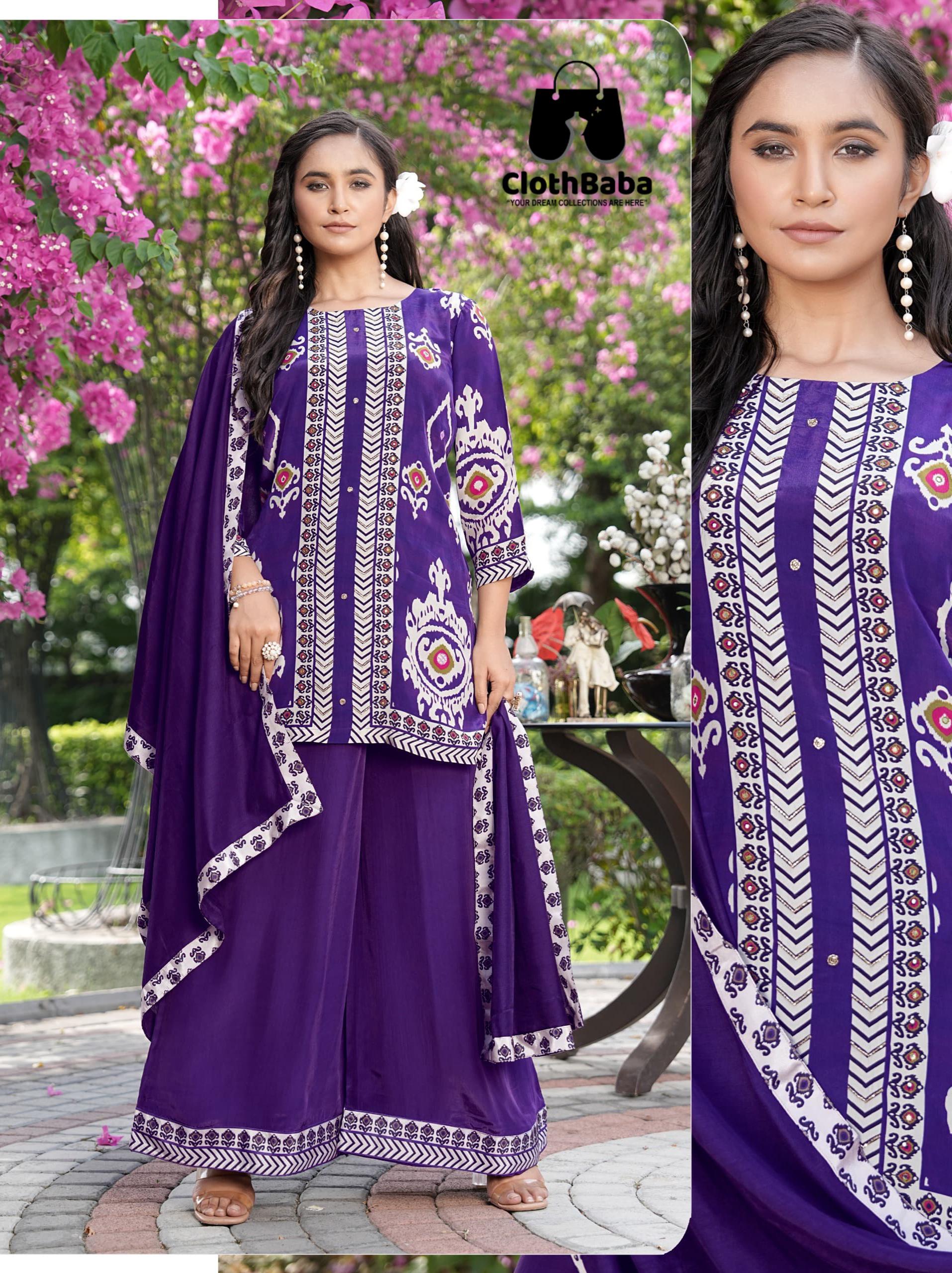 Pure Natural Crepe 3-Piece Readymade Suit 