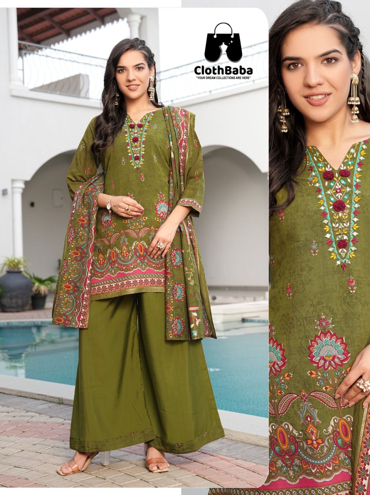 Printed Modal Fabric 3PC Readymade Suit