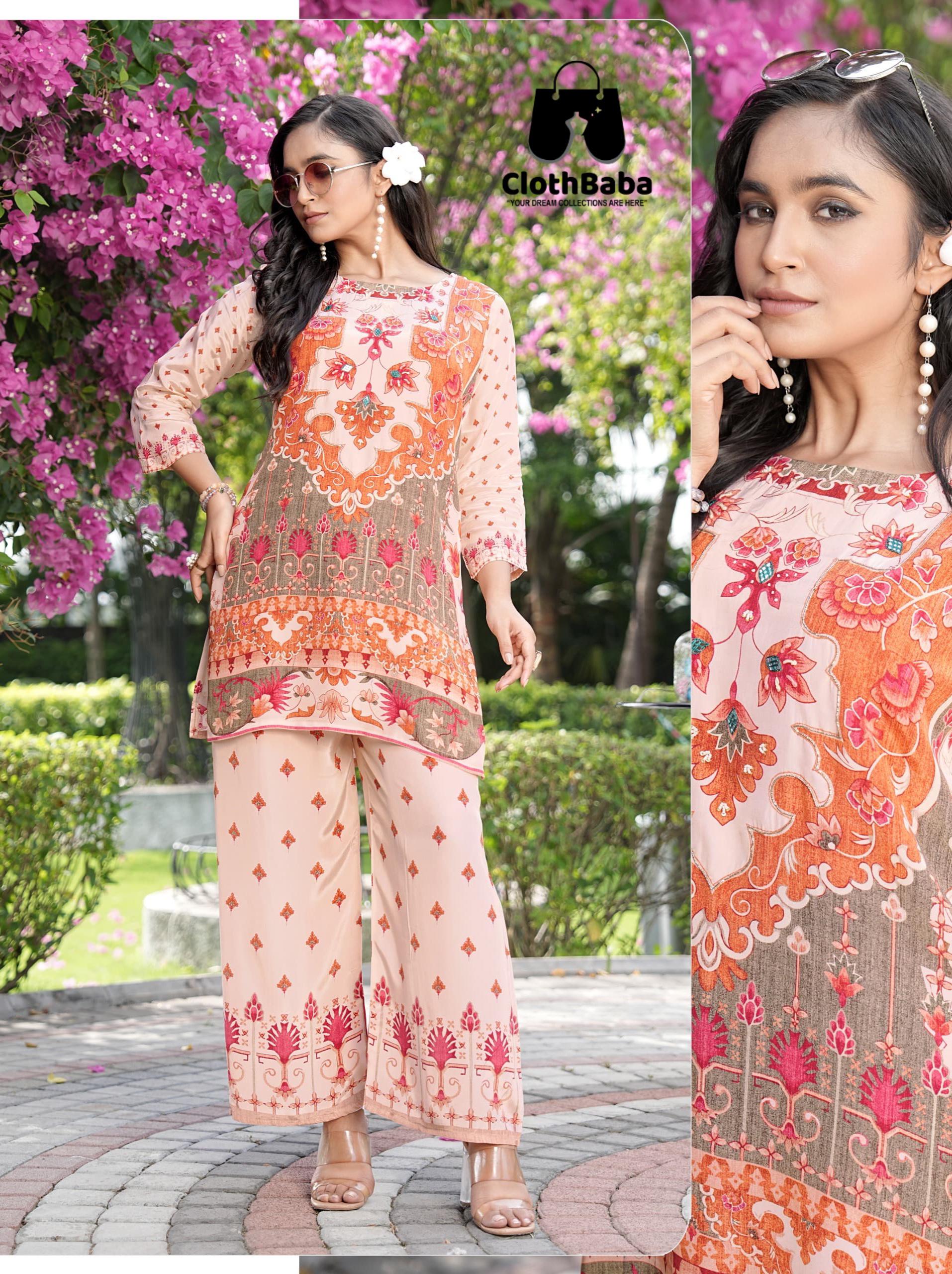 Fashionable Printed Co-ord Set in Pure Crepe