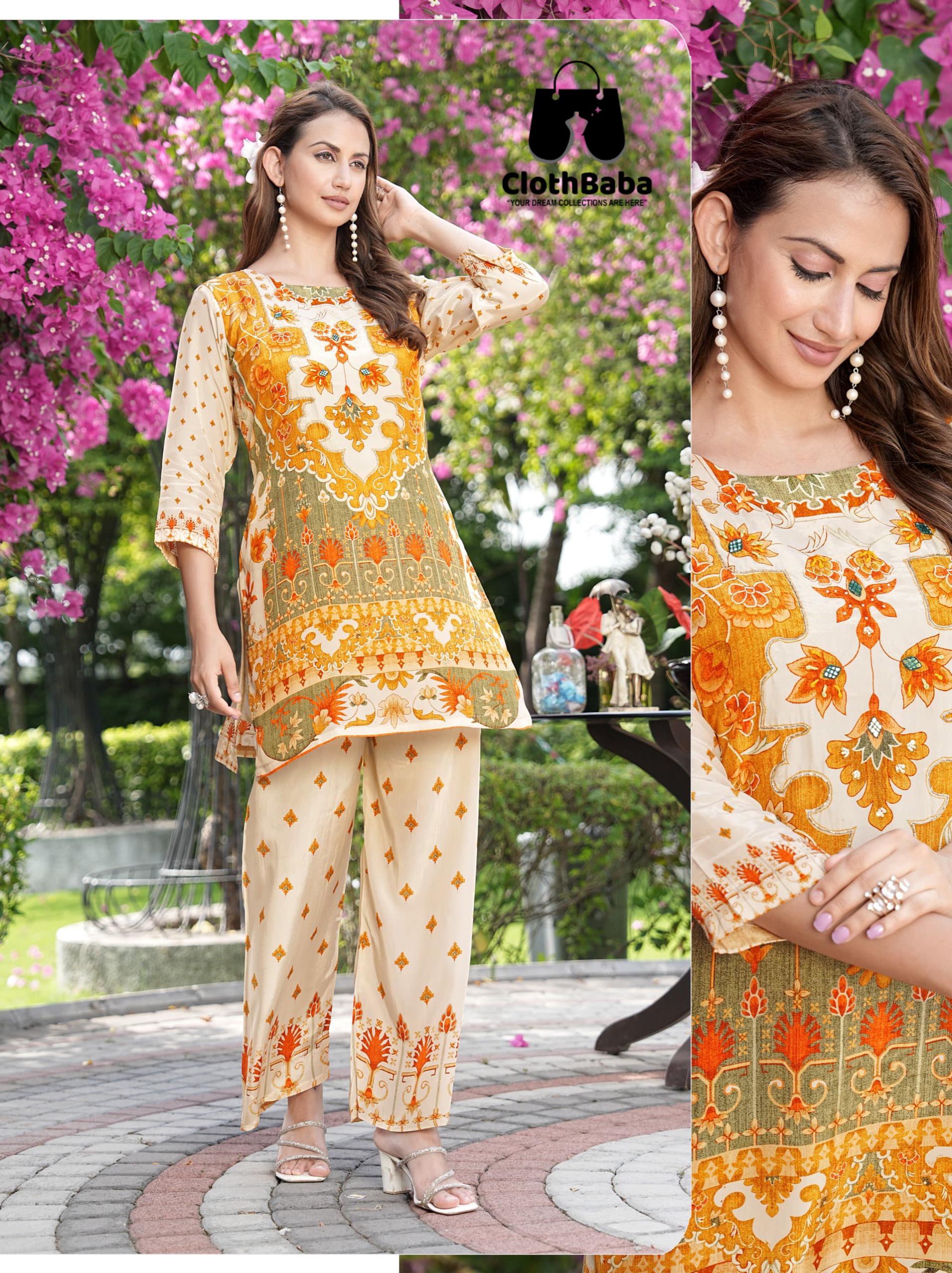 Fashionable Printed Co-ord Set in Pure Crepe