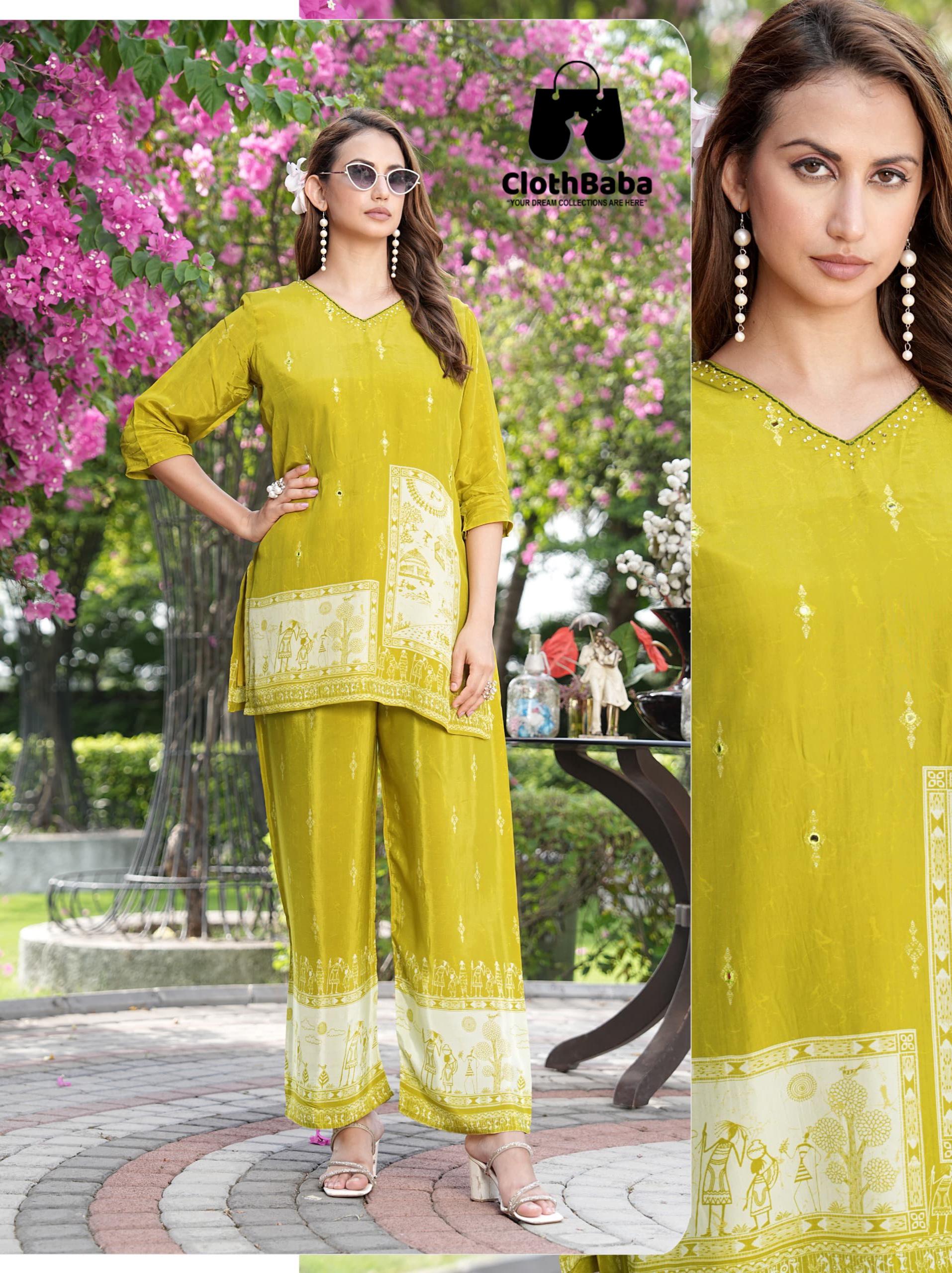 Latest Multi-Print Co-ord Sets in Pure Natural Crepe