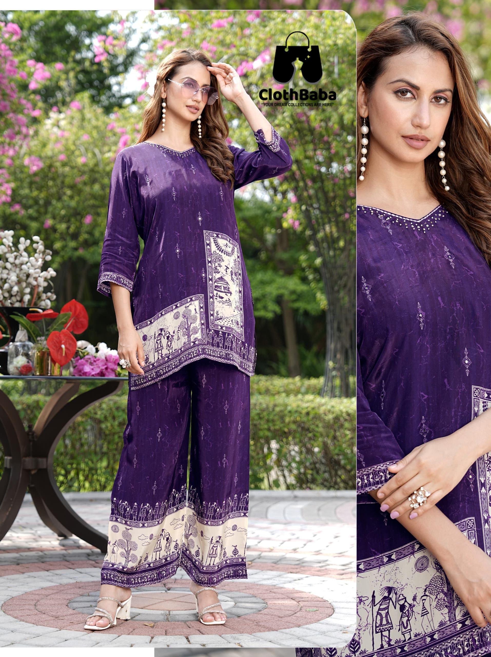 Latest Multi-Print Co-ord Sets in Pure Natural Crepe