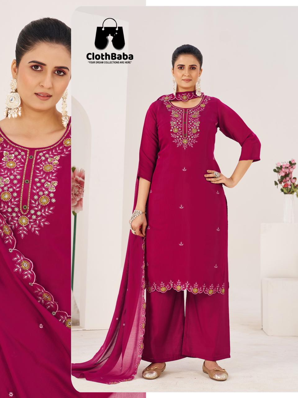 Pure Mull Chanderi Readymade Suit for Ladies Wholesale Set