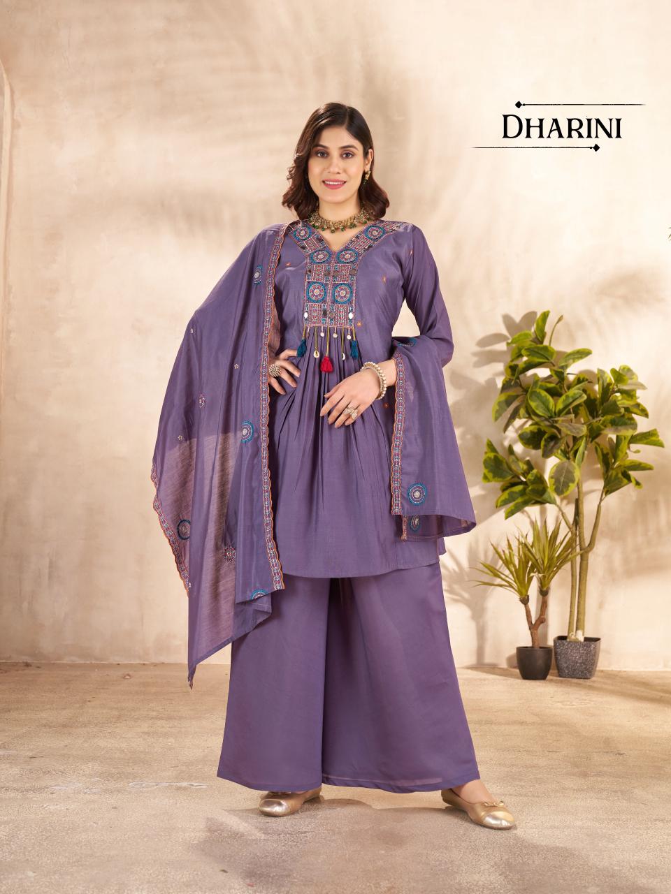 Roman Silk Ladies Readymade Suit with Beautiful Neck Work & Latkan Embroidered Dupatta