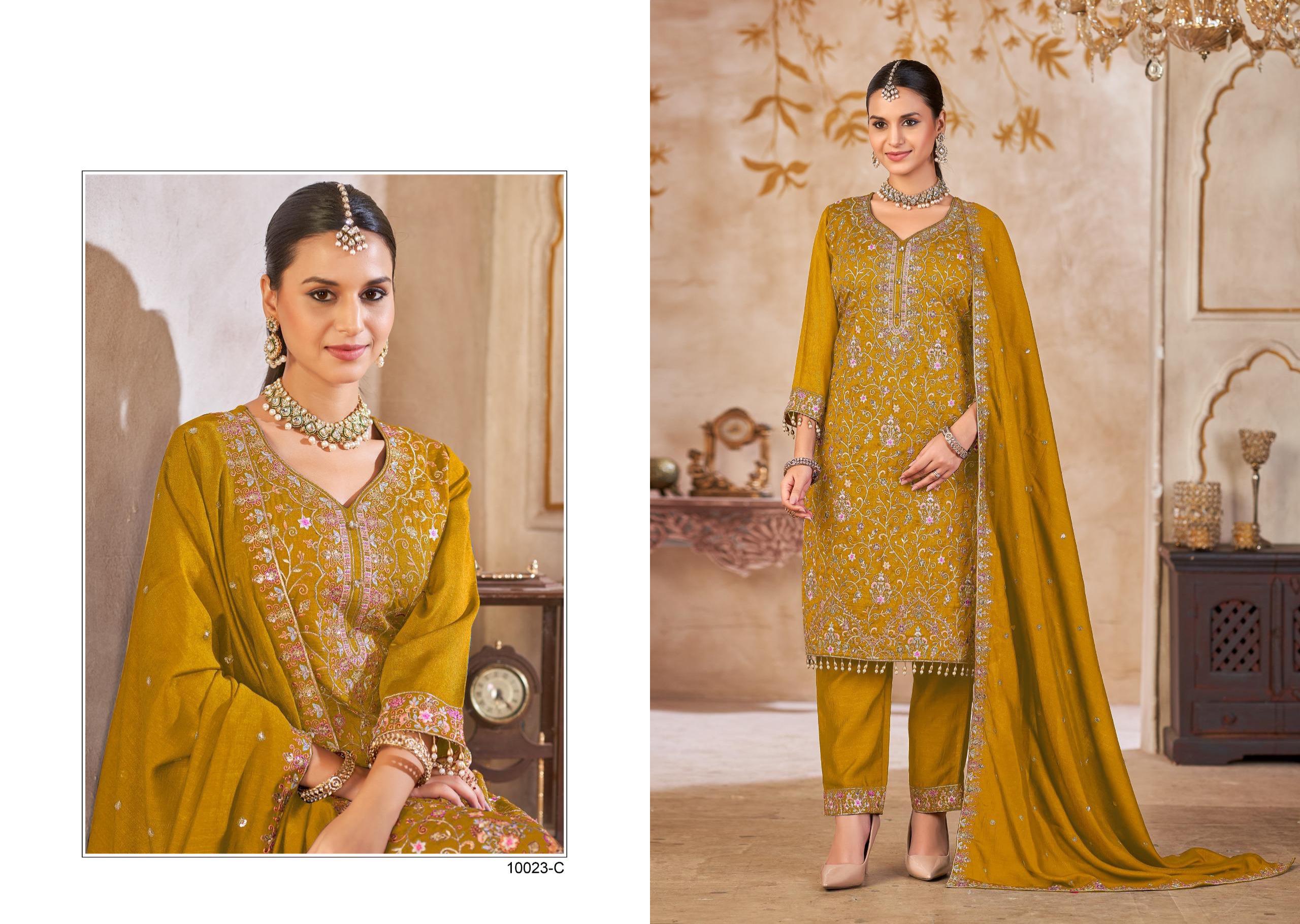 Clothbaba Vichitra Heavy Embroidered Ladies Readymade Suit with Crepe Inner