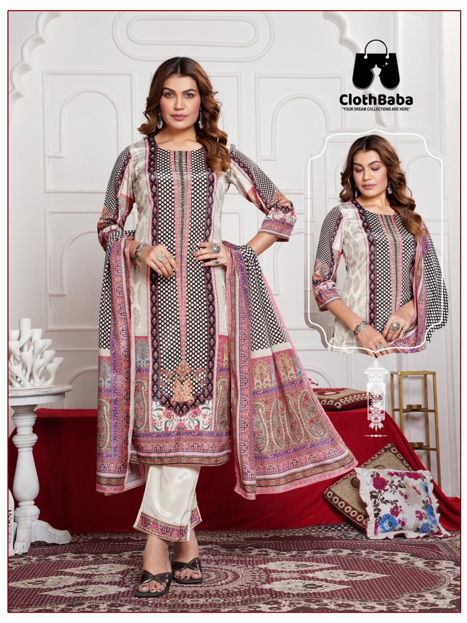 Luxury Crepe Silk Pakistani Suit by Zara for Ladies