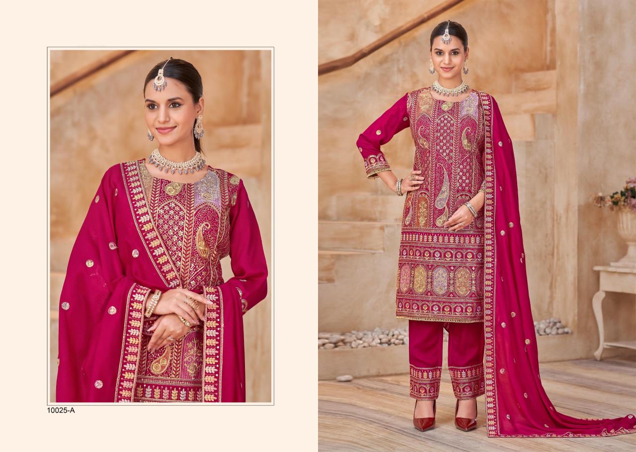 Designer Vichitra Heavy Embroidered Readymade Suit Set with Crepe Inner