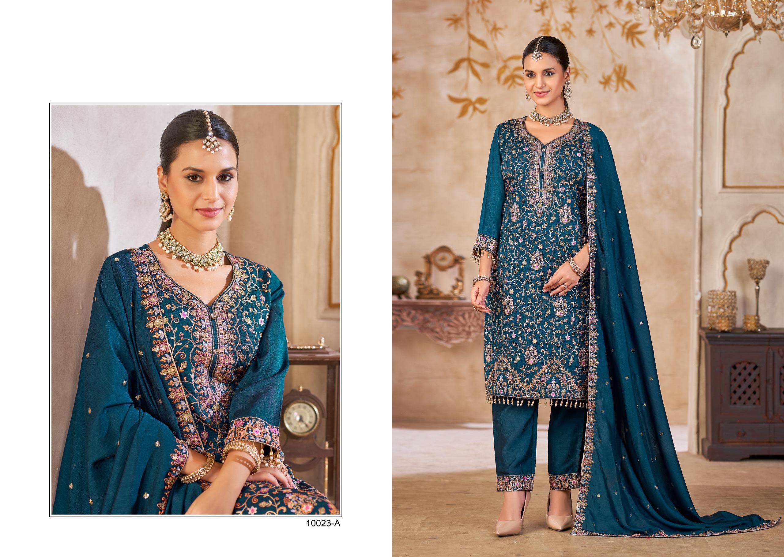 Clothbaba Vichitra Heavy Embroidered Ladies Readymade Suit with Crepe Inner