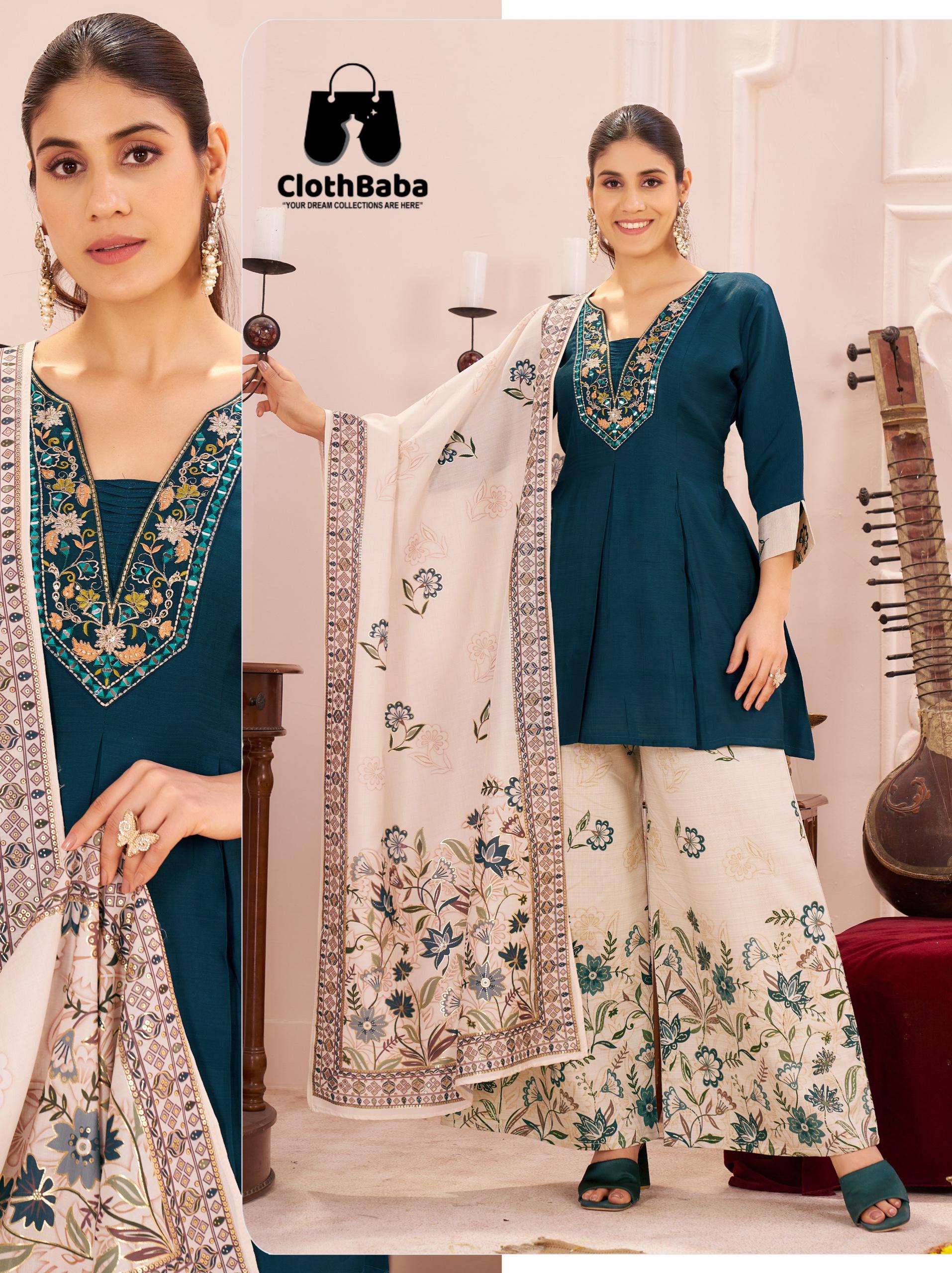 Luxury Ladies Readymade Suits in Vetican/Roman Silk
