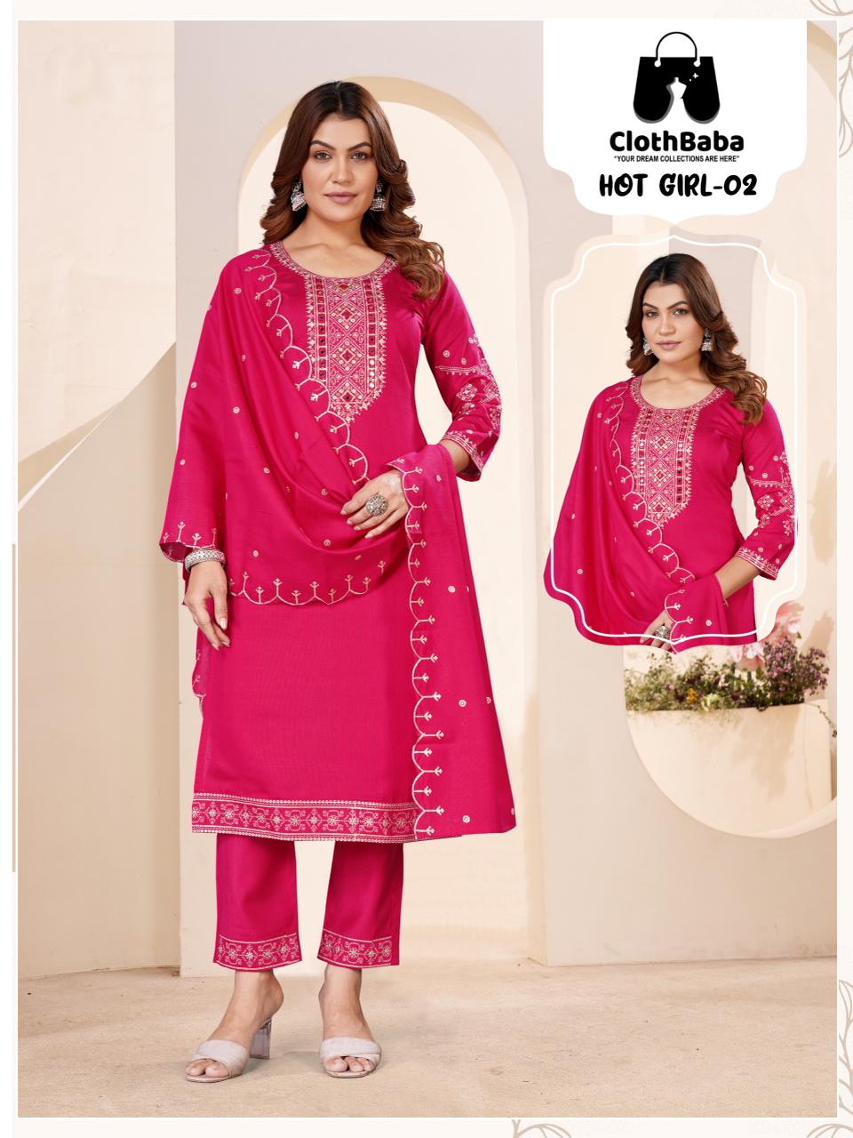 Vertical Silk Readymade Suit for Ladies Wholesale