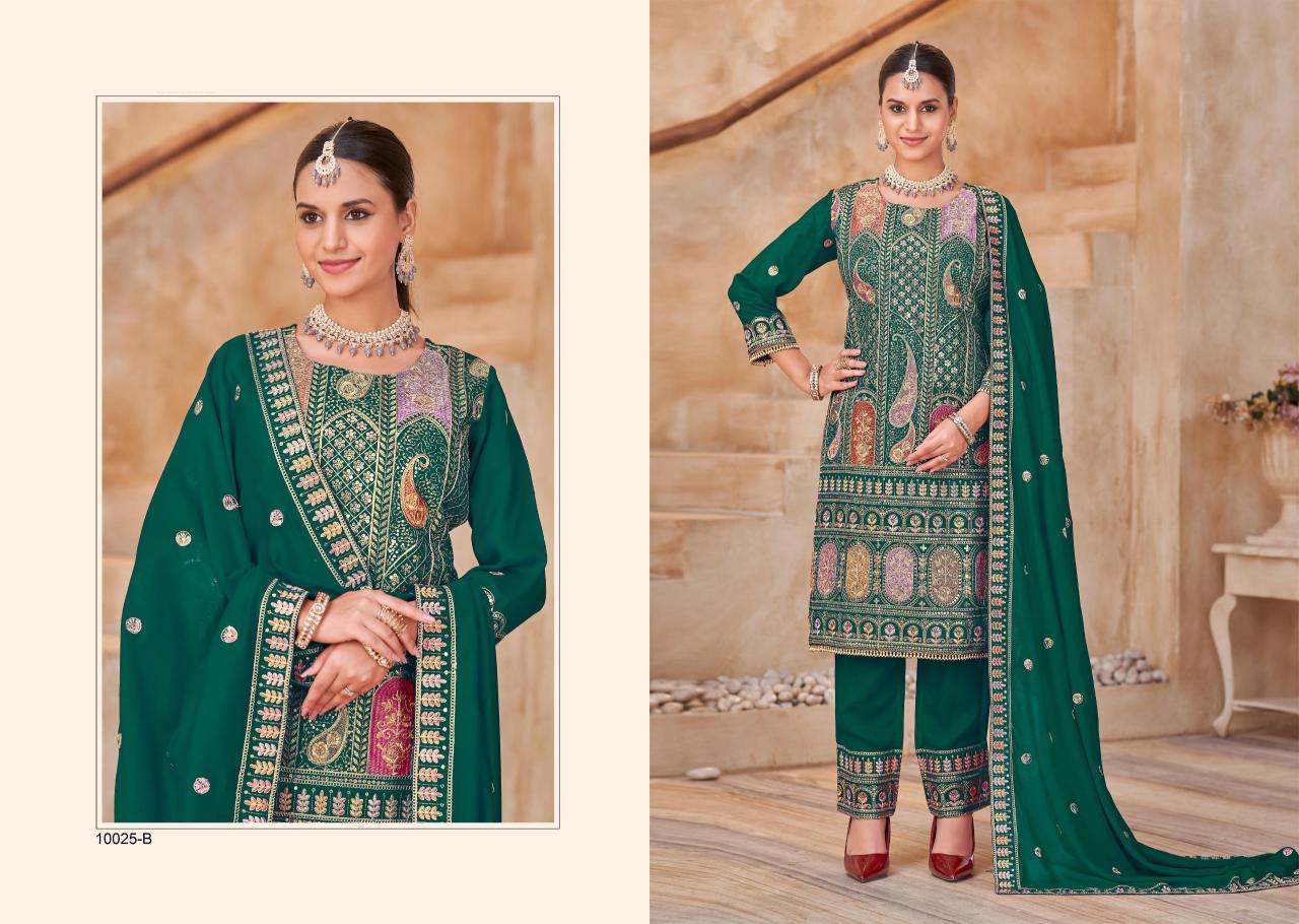 Designer Vichitra Heavy Embroidered Readymade Suit Set with Crepe Inner