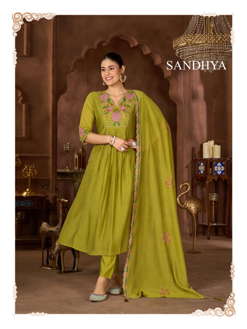 Fancy Hand-Embroidered Mull Chanderi Silk Stitched Suit
