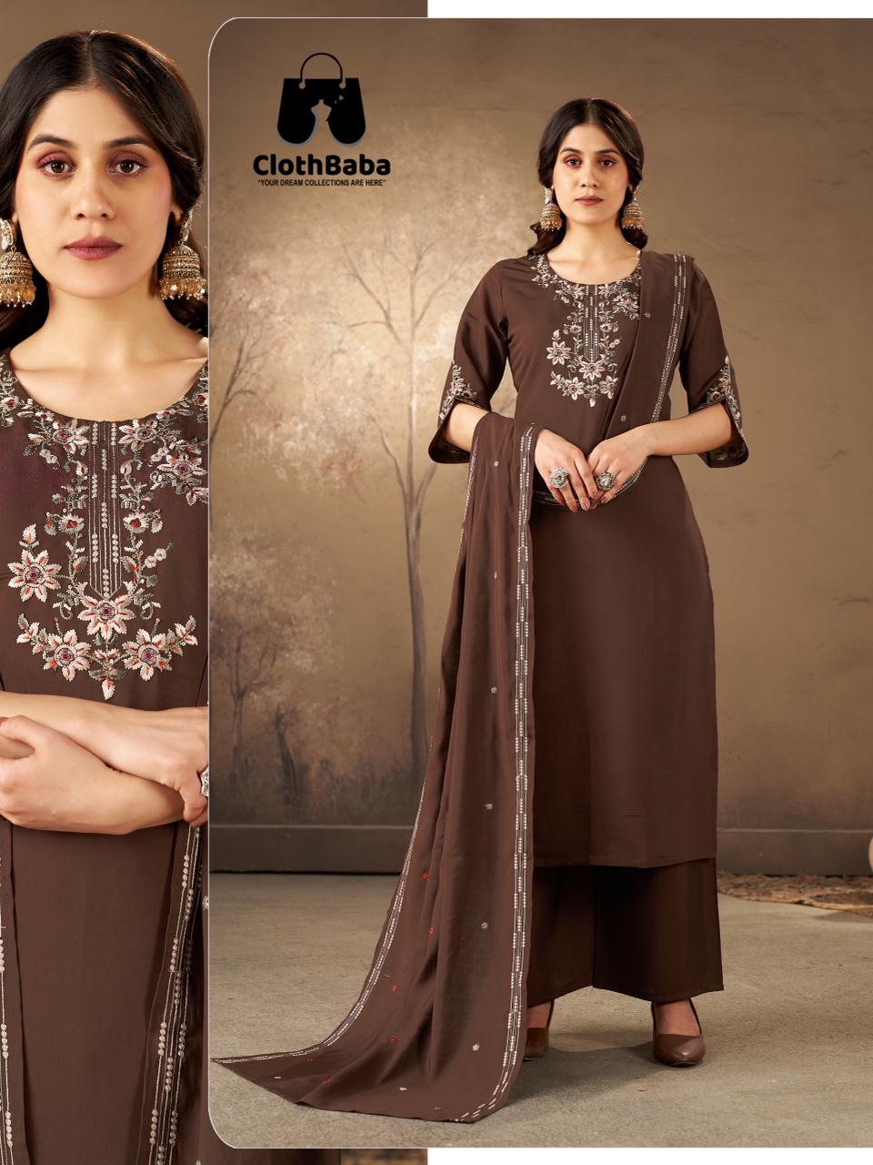 Bombay Silk Readymade Suit with Handwork