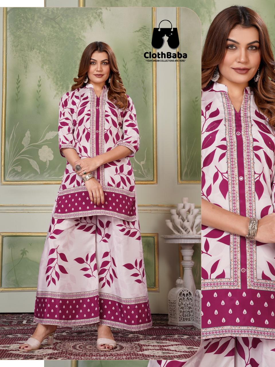 Elegant Crepe Silk Ladies Co-ord Set Wholesale Readymade Suit