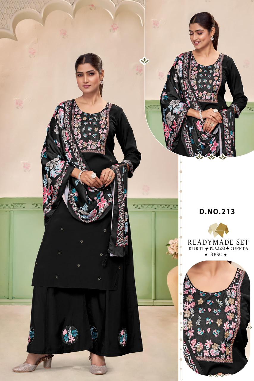 Vatican Viscose Readymade Suit with Handwork & Muslin Jequard Dupatta