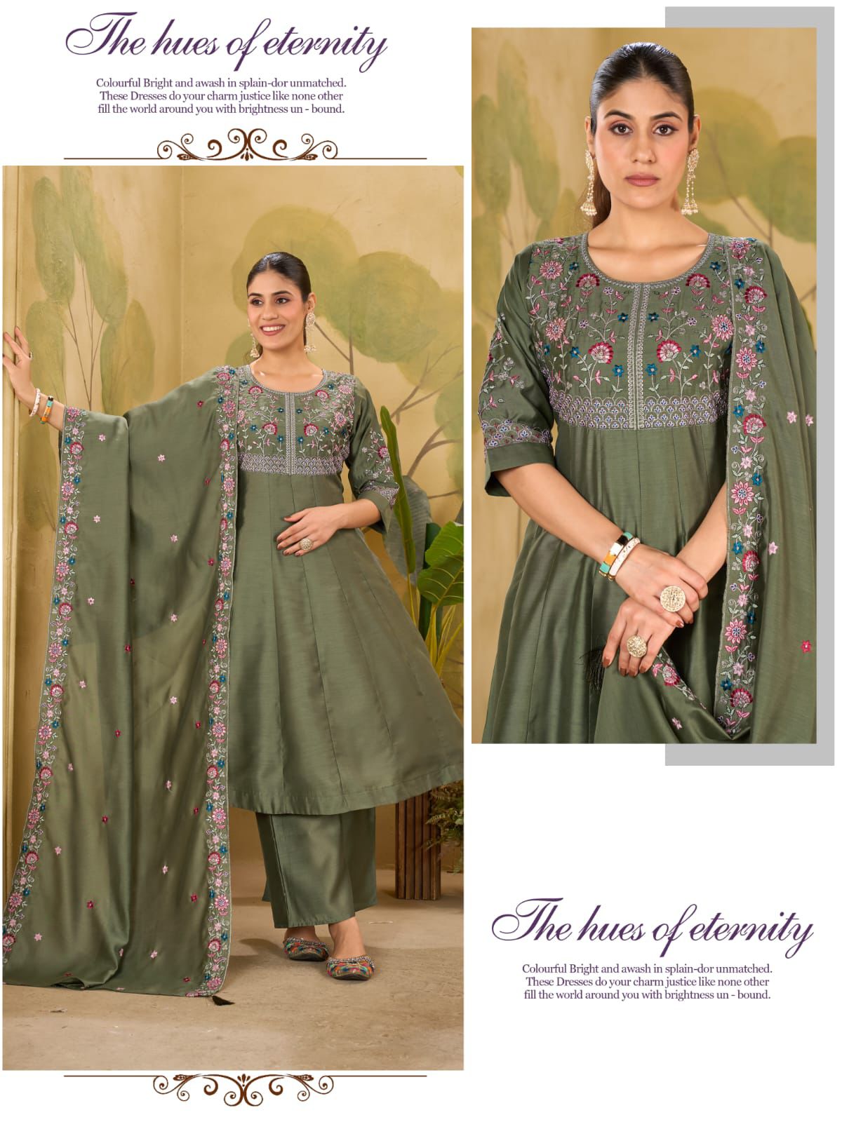 Festive Ladies Anarkali Suit with Pure Chanderi Digital Dupatta