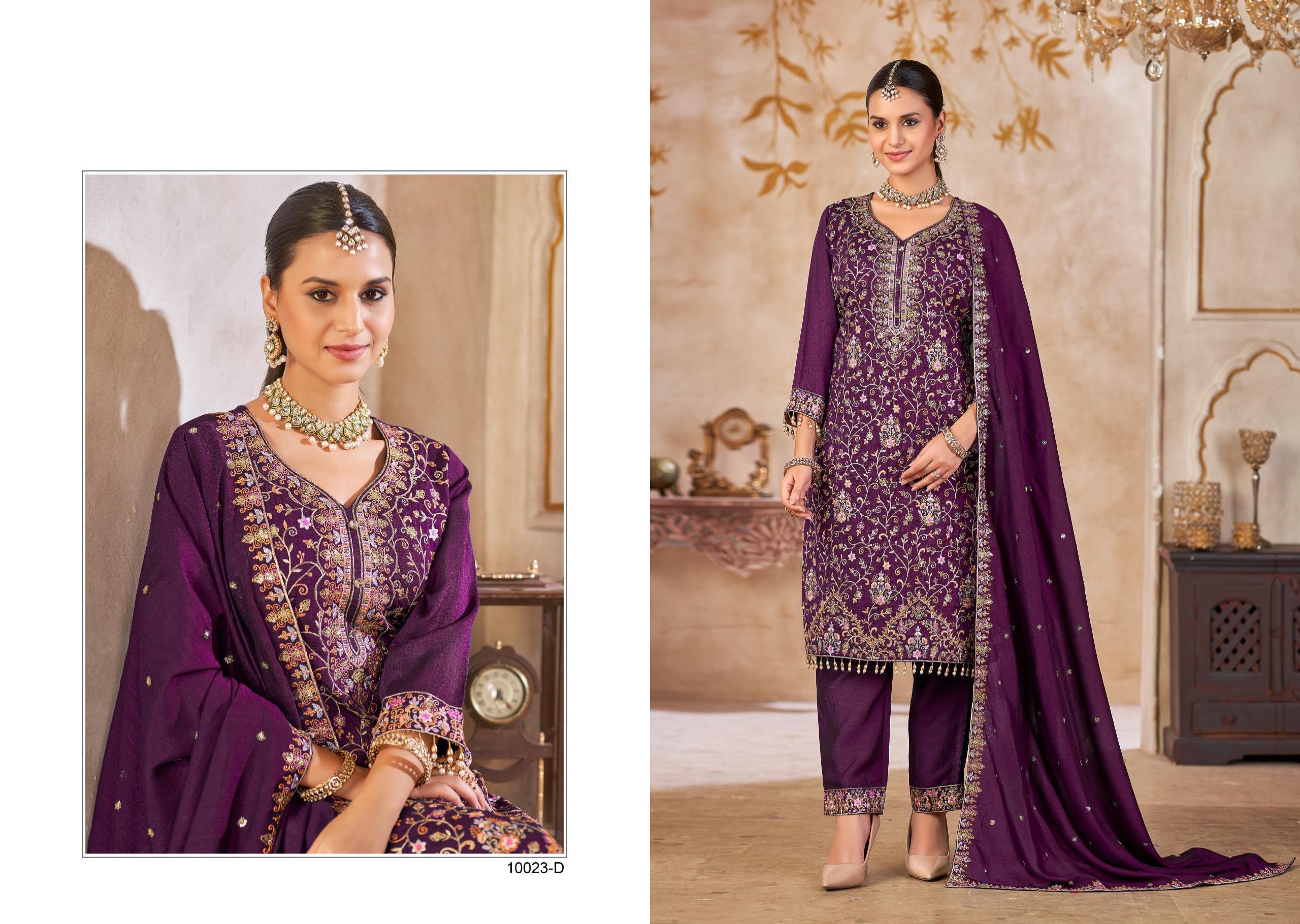Clothbaba Vichitra Heavy Embroidered Ladies Readymade Suit with Crepe Inner