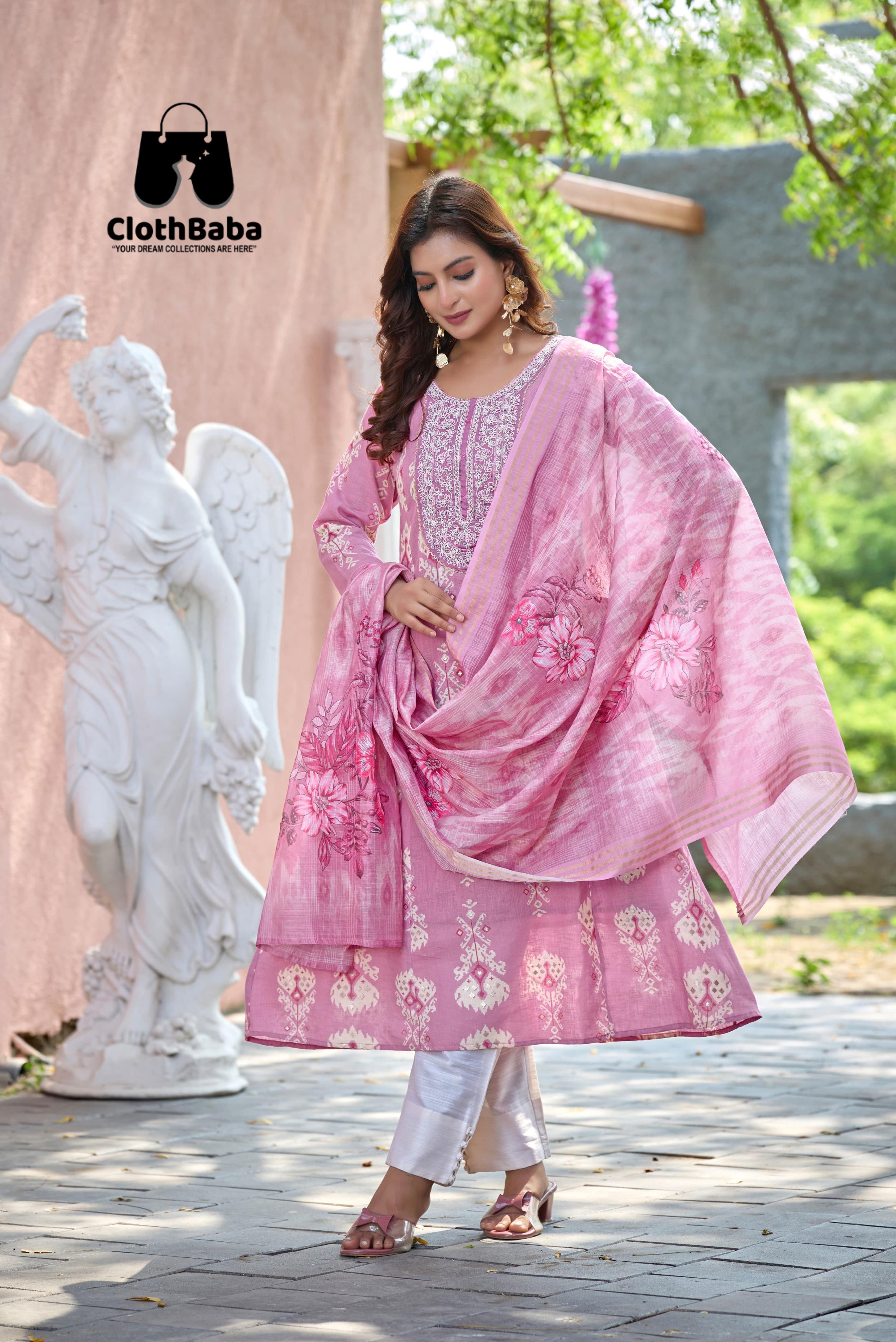 Handwork Cotton Suit with Embroidered Detailing and Jacquard Dupatta