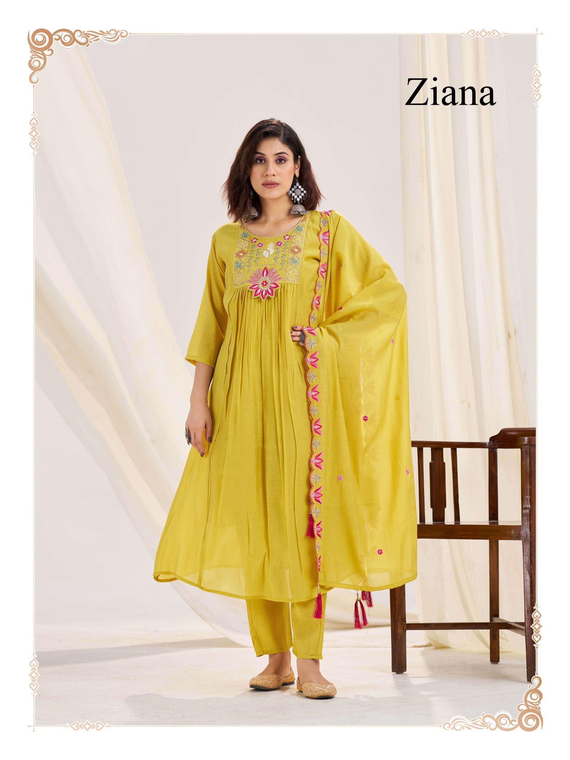 Hand-Embroidered Chanderi Silk Suit with Soft Cotton Inner