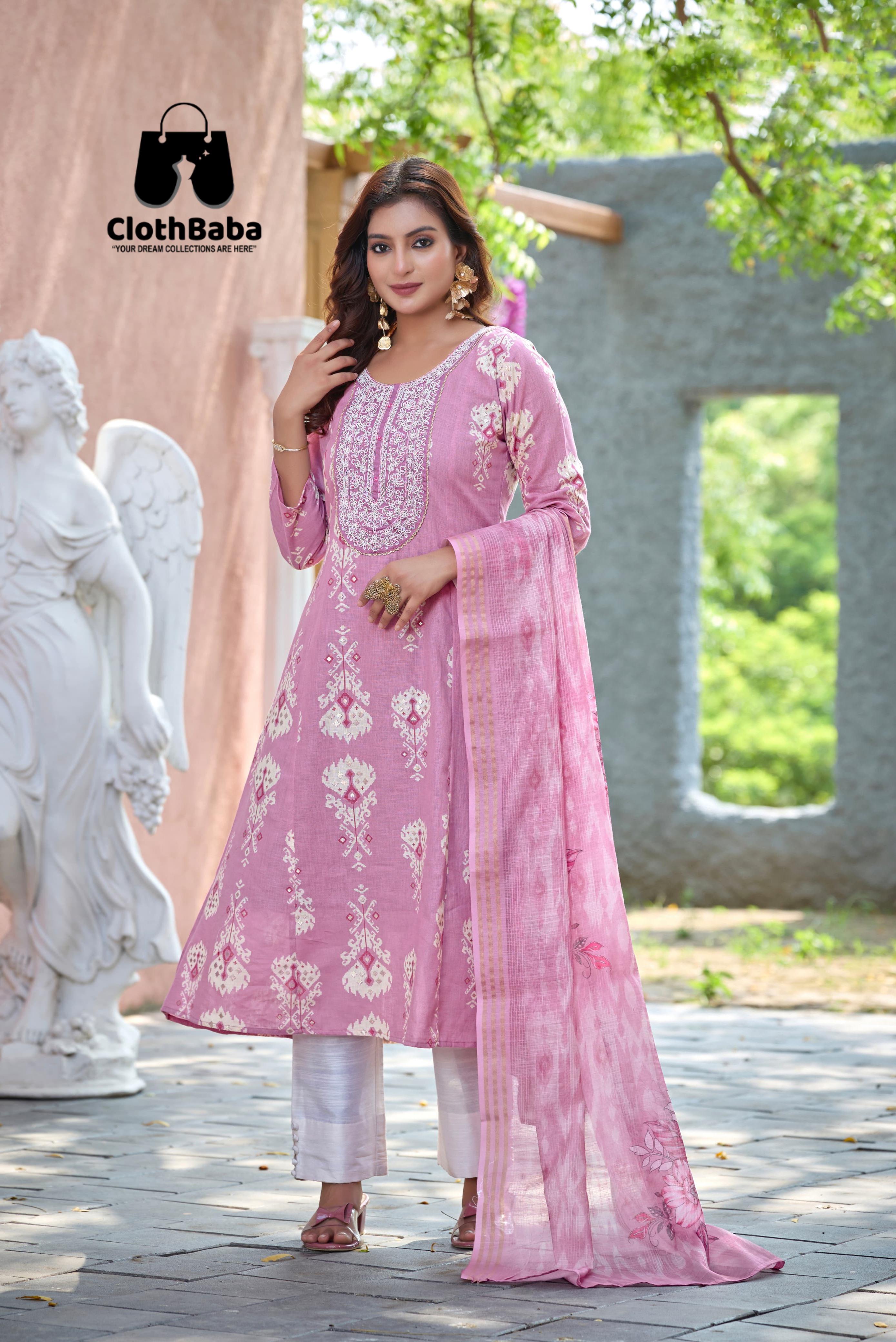 Handwork Cotton Suit with Embroidered Detailing and Jacquard Dupatta