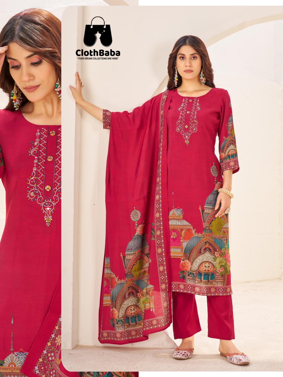 Premium Maharani Silk Natural Crepe Suits Wholesale Collection