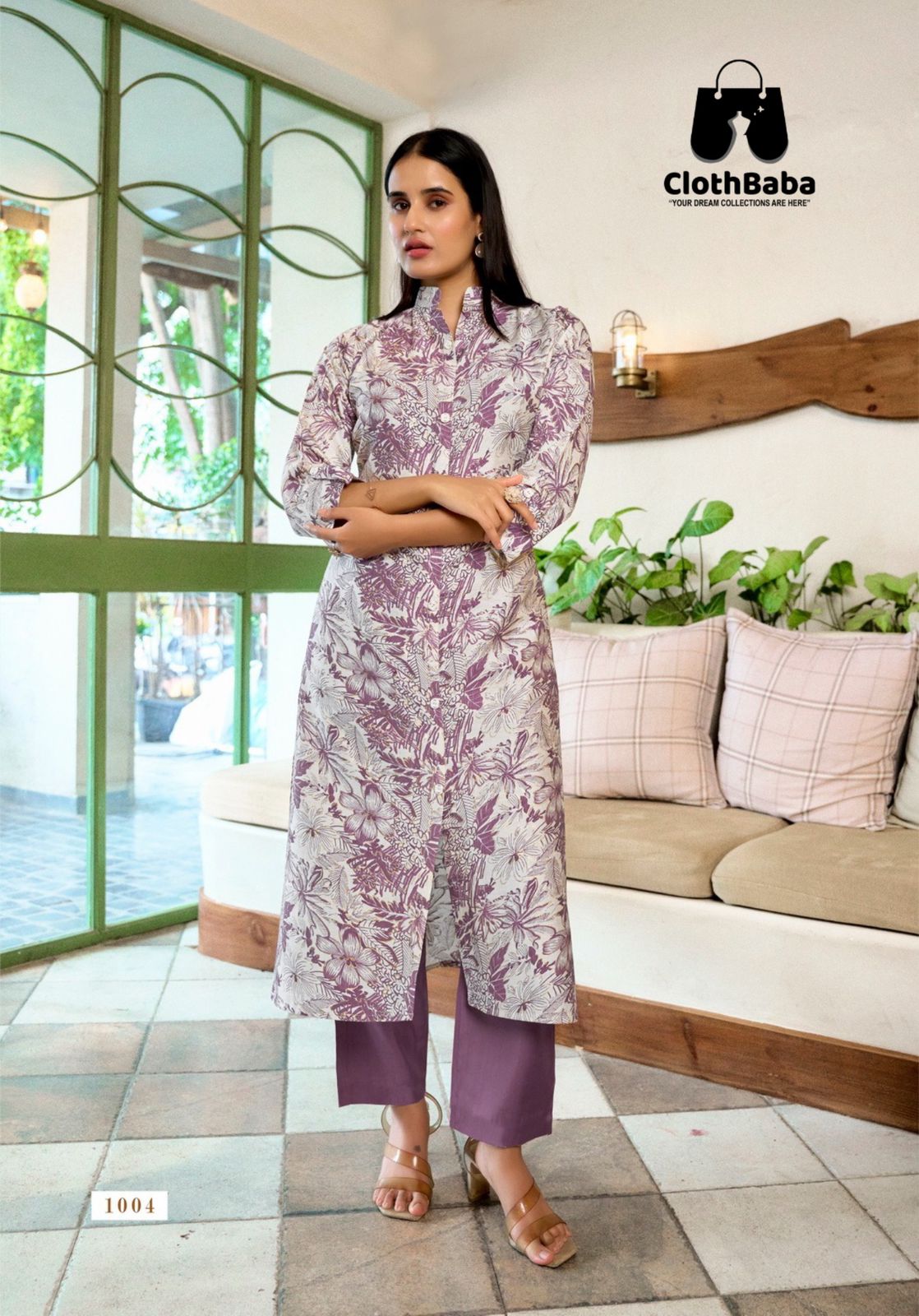 Clothbaba Women's Co-ord Set – Vatican Print A-Line Kurti