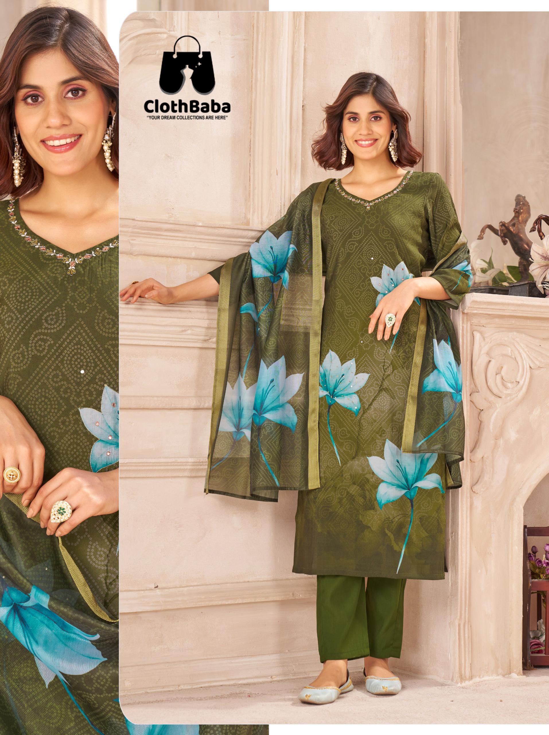 Natural Crepe Readymade Suit Wholesale
