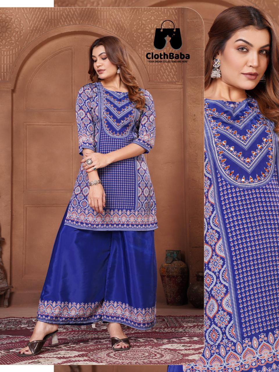 Fashionable Crepe Silk Readymade Co-ord Set Wholesale Collection