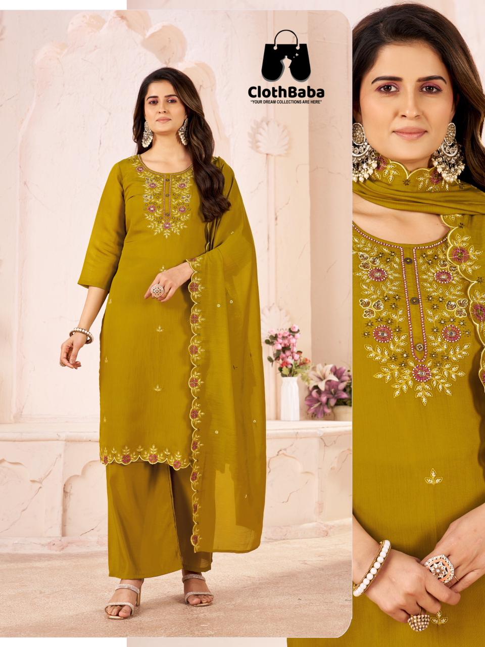 Pure Mull Chanderi Readymade Suit for Ladies Wholesale Set