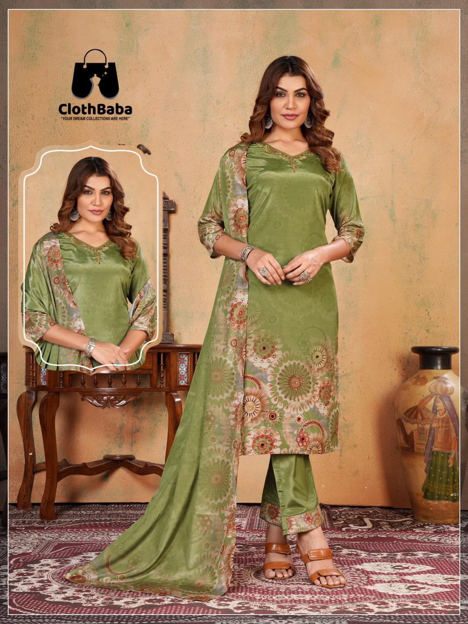 Trendy Lotus Crepe Silk Pakistani Suit Ready-to-Wear Collection